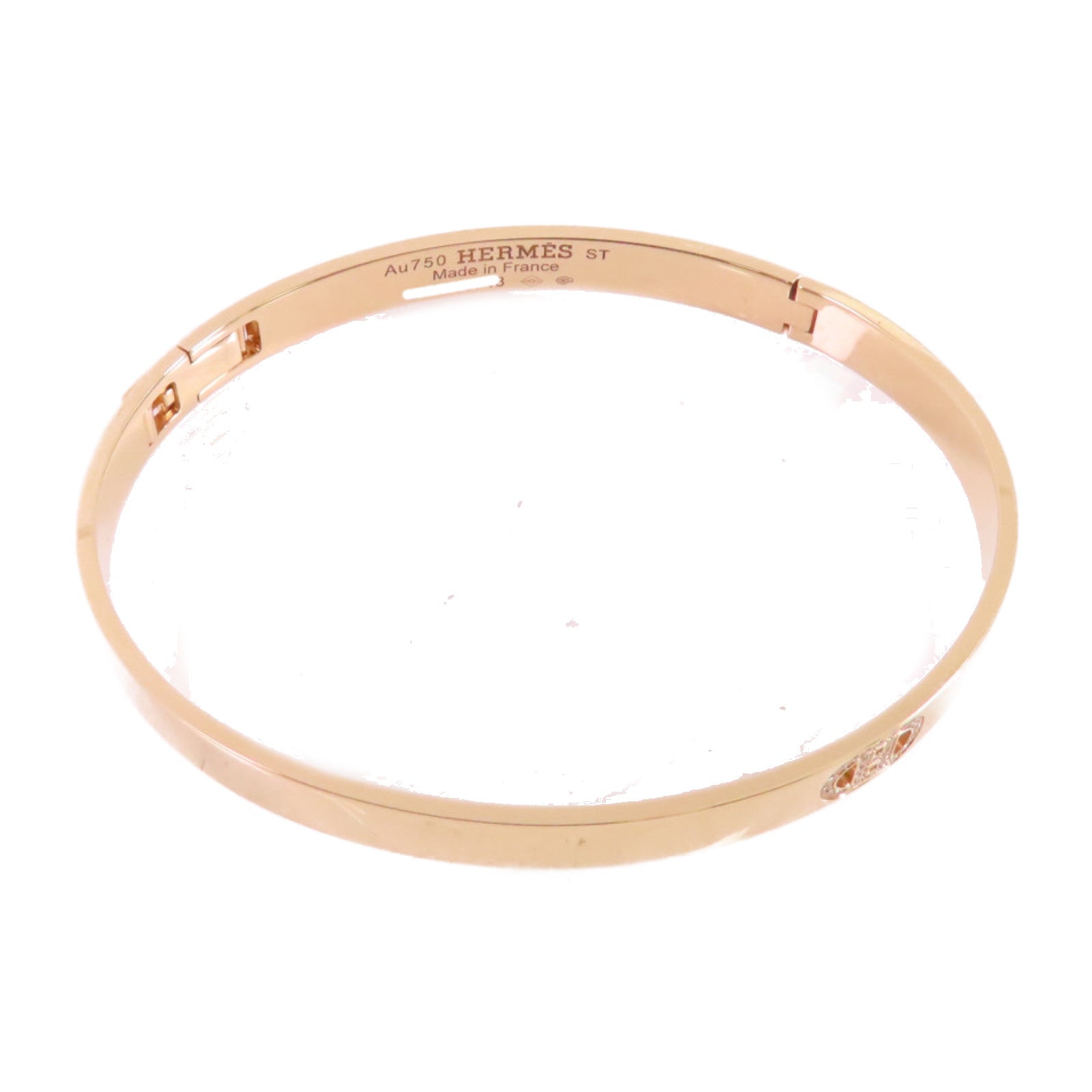 HERMES 18K玫瑰金H D'ANCRE Diamond Bracelet 0.07ct鑽石手鏈