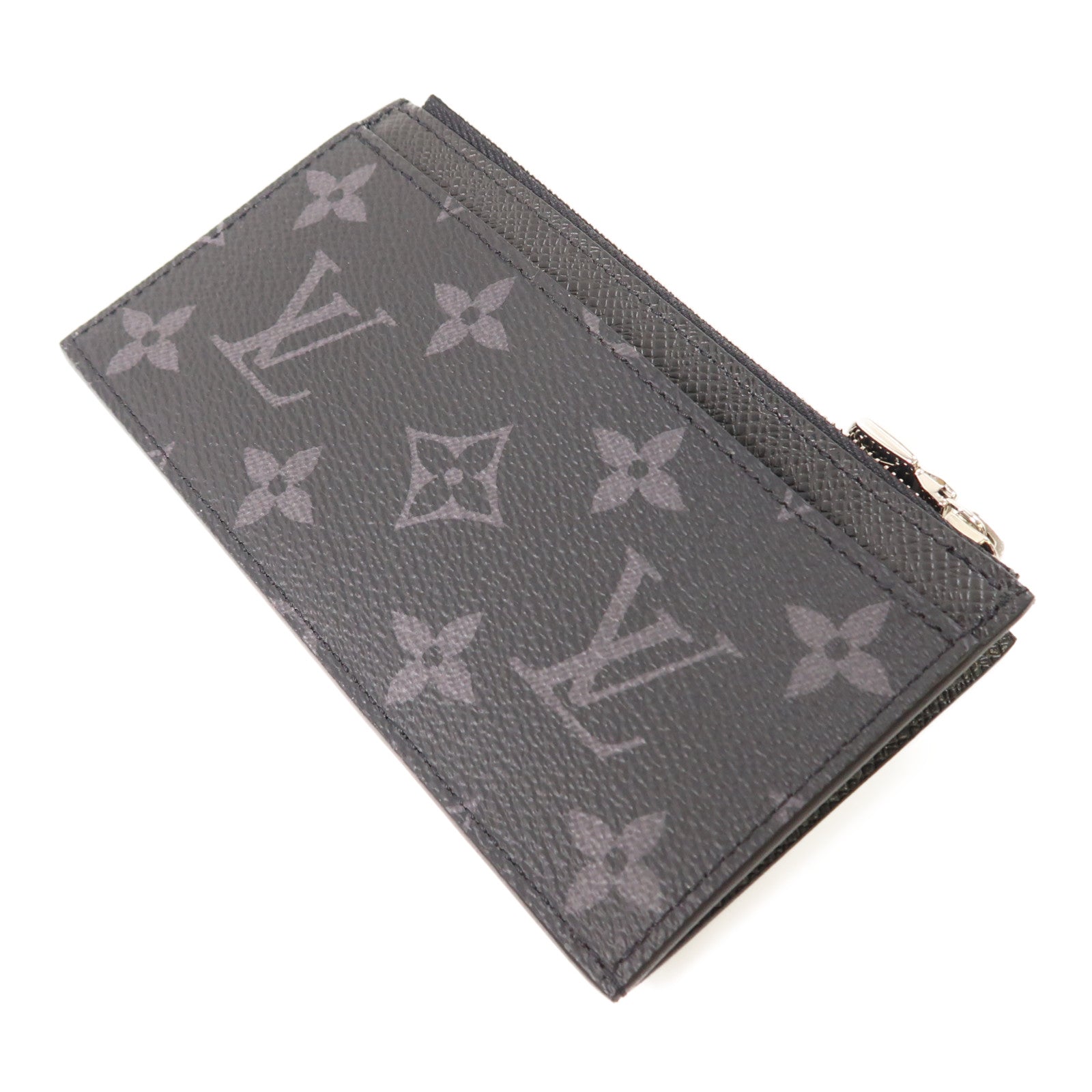LOUIS VUITTON Monogram Eclipse/Taiga Coin Card Holder銀扣零錢包/卡片套