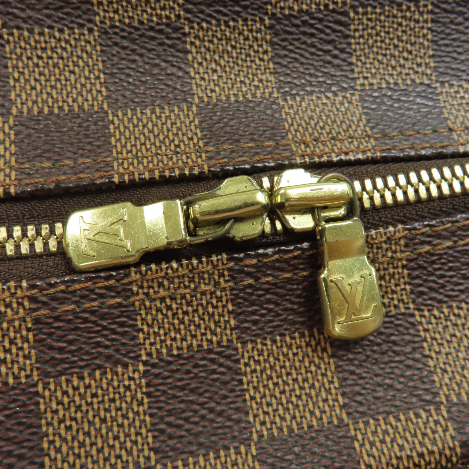 LOUIS VUITTON Damier Naviglio金扣肩背袋啡色
