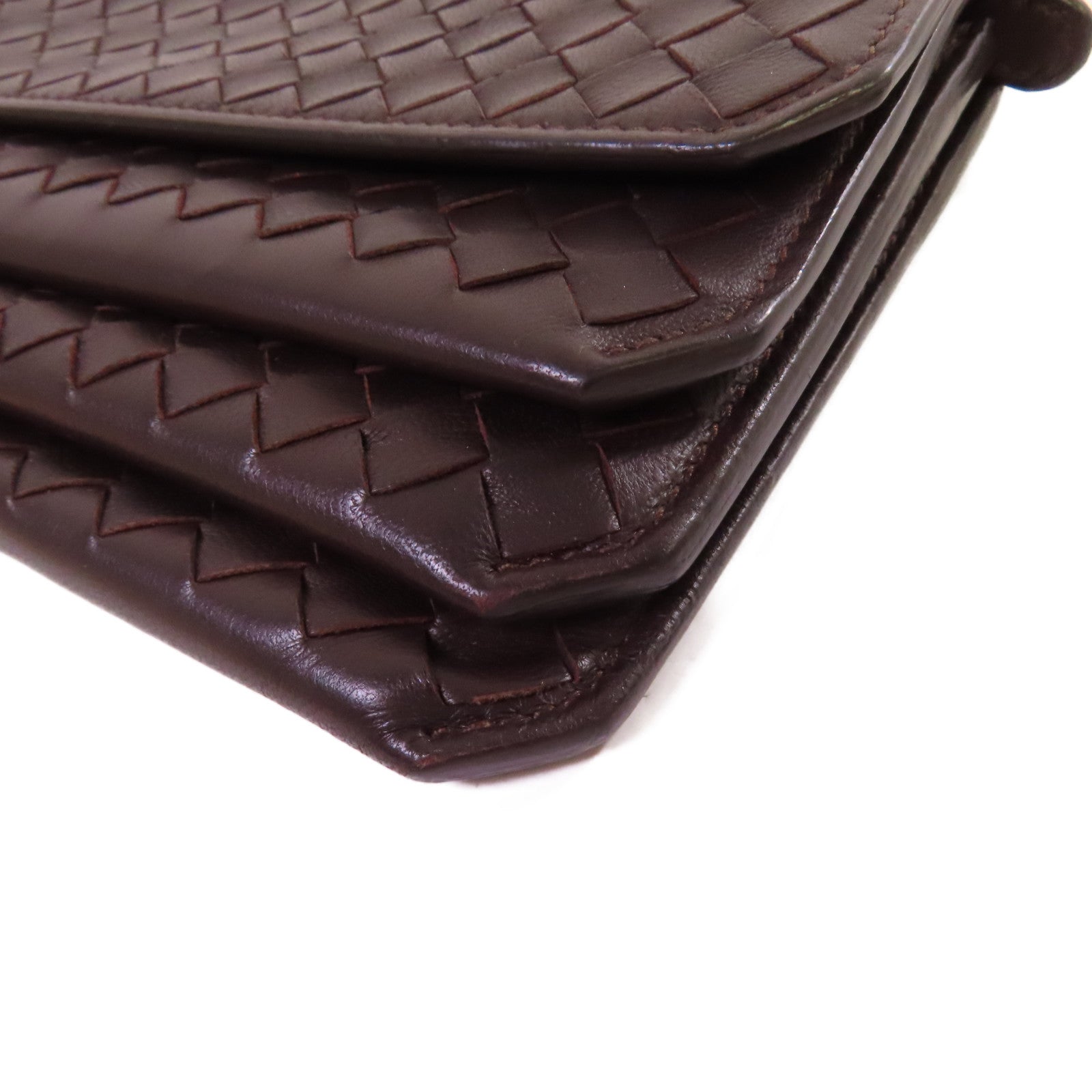 BOTTEGA VENETA 織紋皮革Long Wallet長錢包啡色