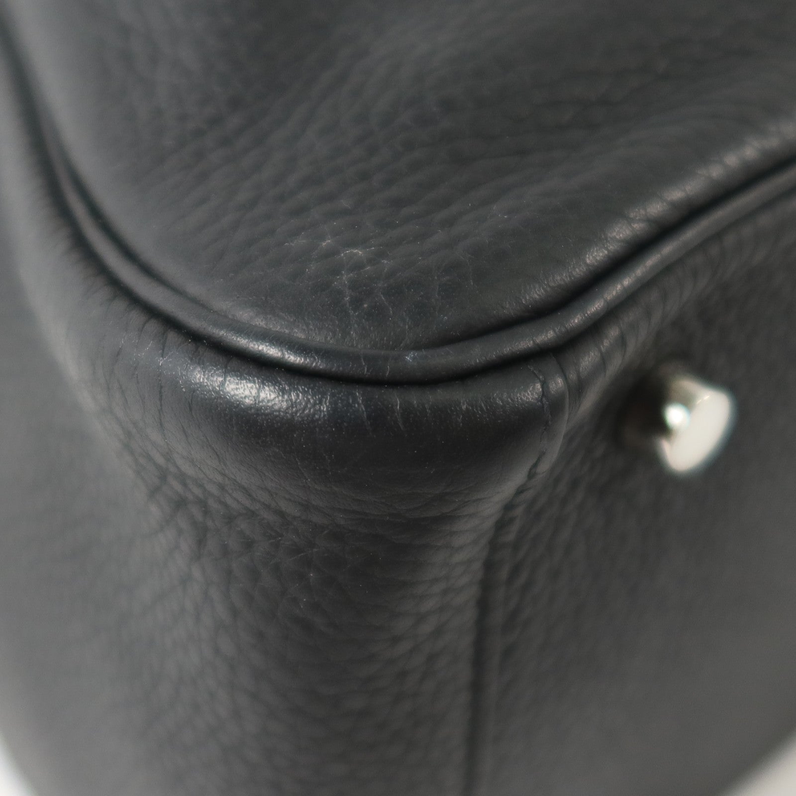 HERMES Clemence皮革Lindy 30銀扣手挽肩背兩用袋Noir