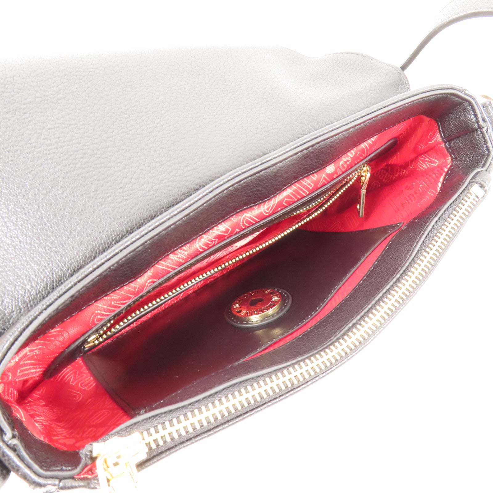 MOSCHINO 牛皮皮革Shoulder Bag金扣肩背袋