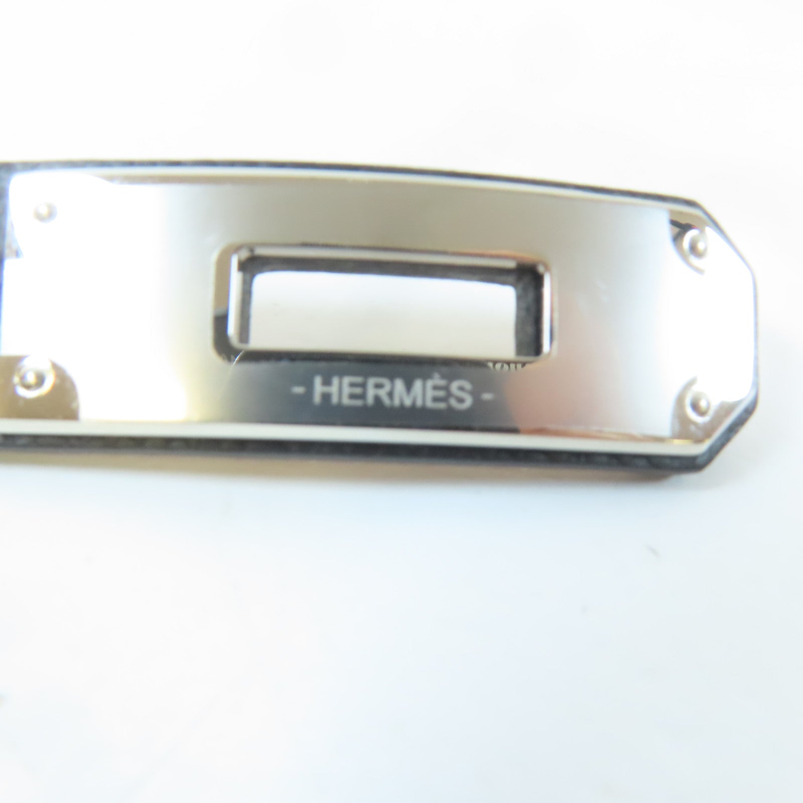 HERMES 【激減優惠】Epsom皮革Kelly Belt銀扣皮帶Noir/黑色