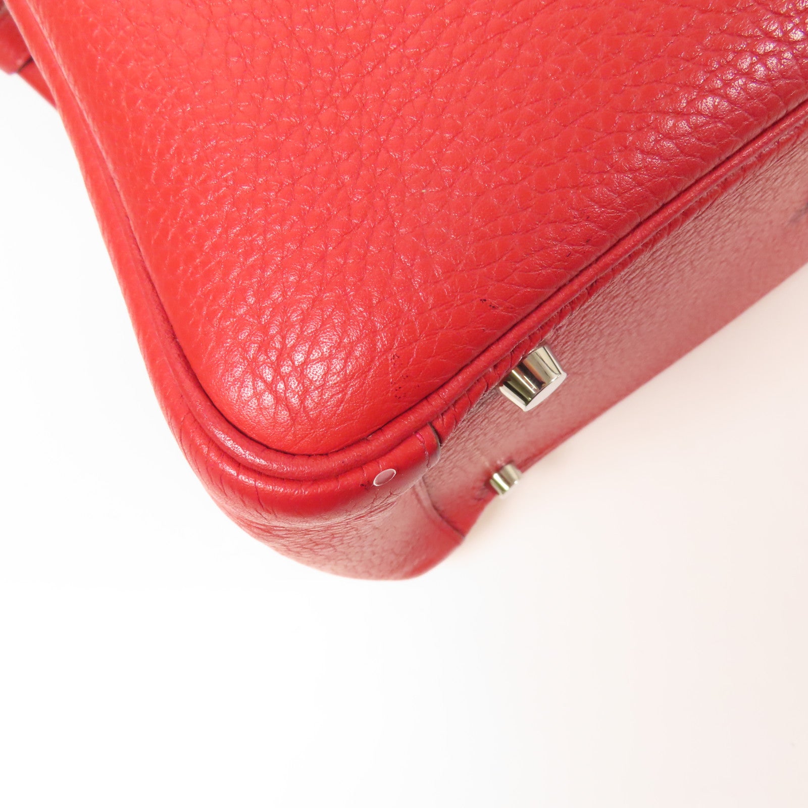 HERMES Clemence皮革Lindy 30銀扣手挽肩背兩用袋Rouge Casaque