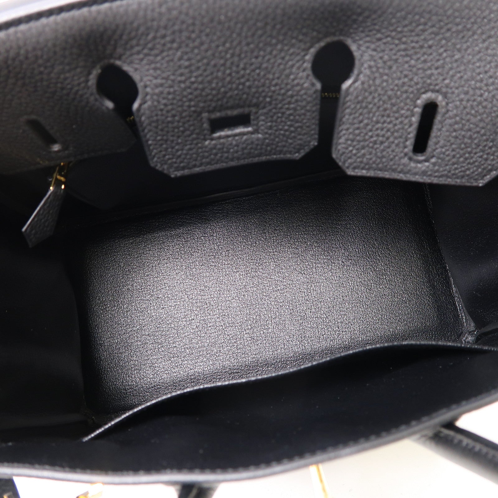 HERMES Togo皮革Birkin 25金扣手挽袋Noir/黑色