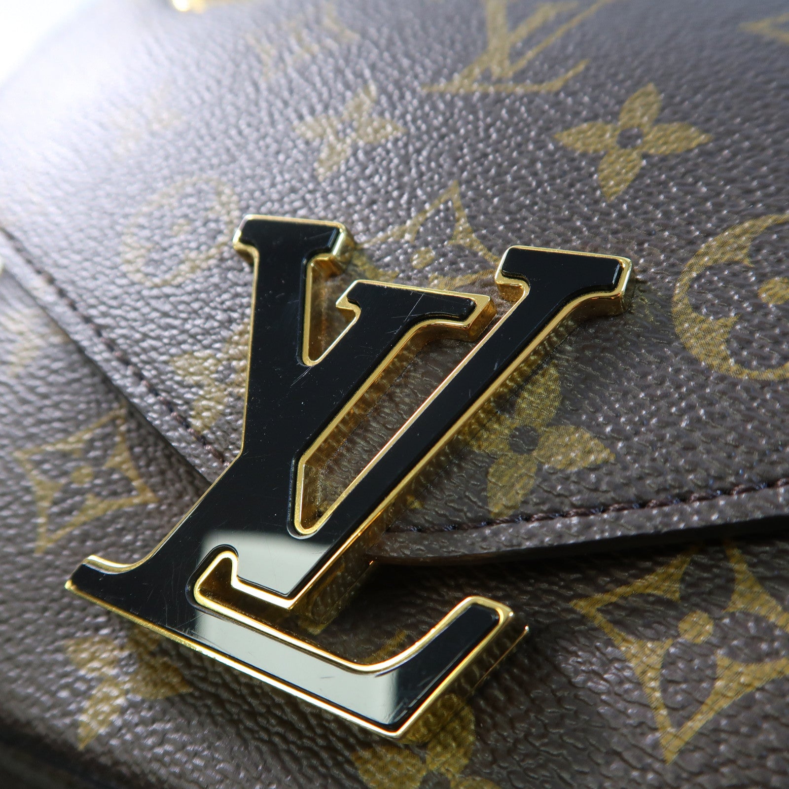 LOUIS VUITTON Monogram Passy金扣鏈帶肩背袋啡色