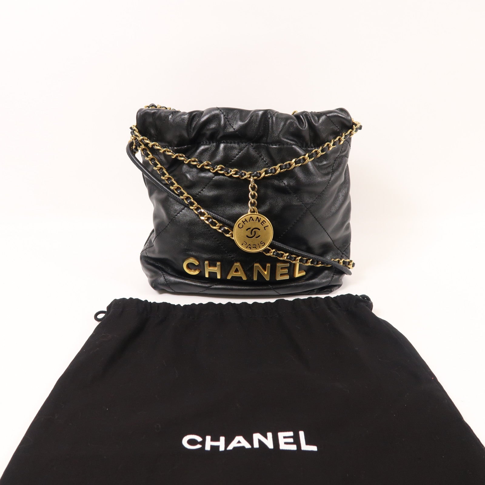 CHANEL 【激減優惠】羊皮皮革Chanel 22 Mini金扣手挽鏈帶肩背兩用袋