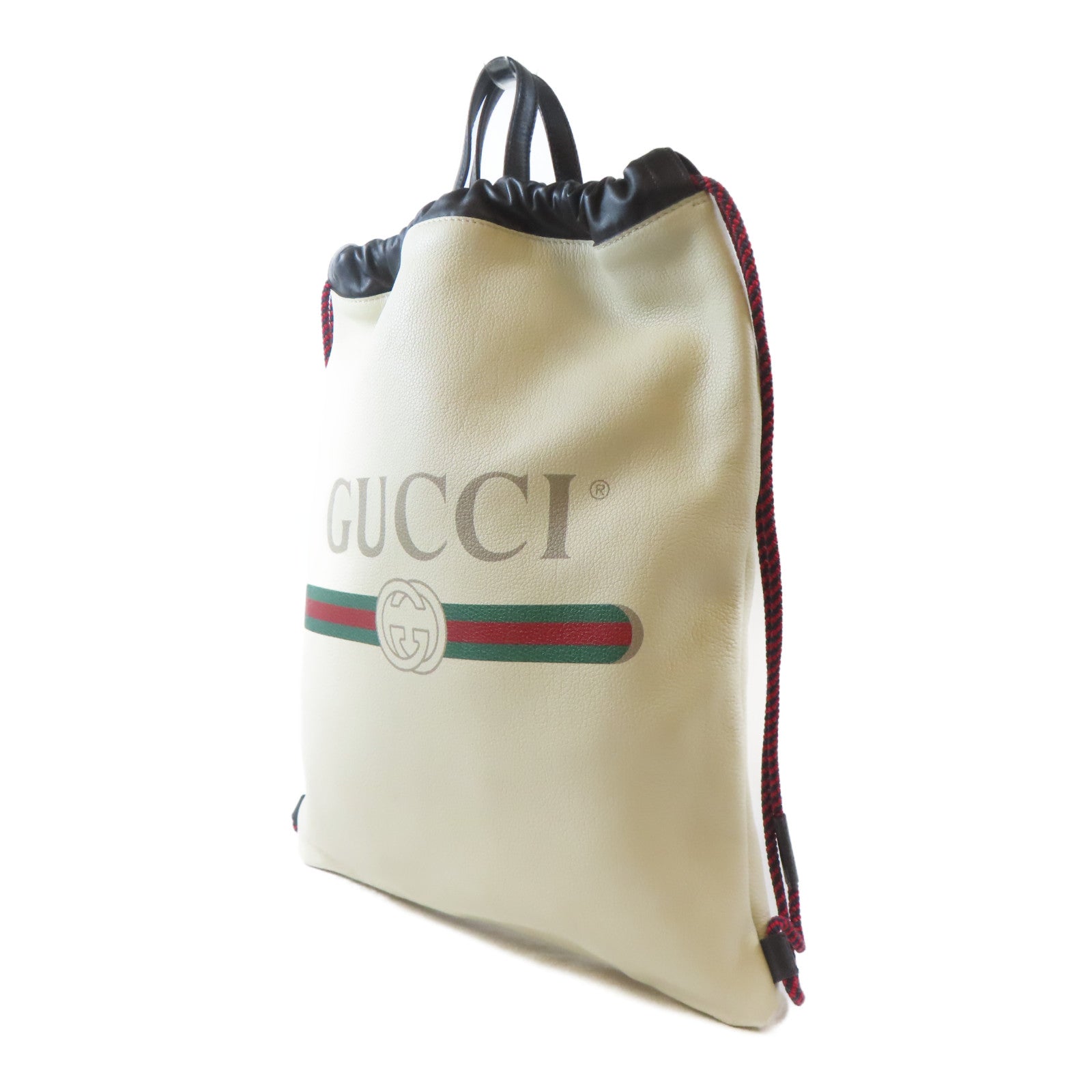 GUCCI 皮革Drawstring Backpack背包米白色