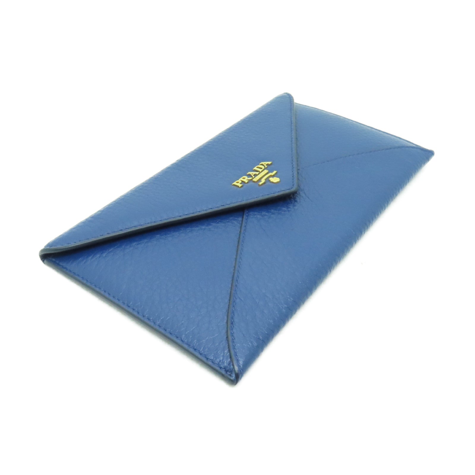 PRADA 【激減優惠】牛皮皮革Long wallet金扣長錢包藍色