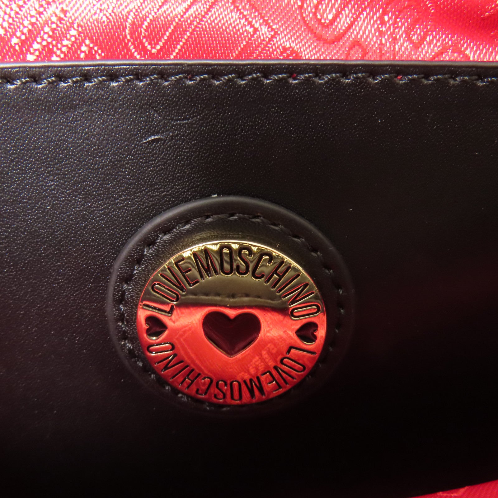 MOSCHINO 牛皮皮革Shoulder Bag金扣肩背袋