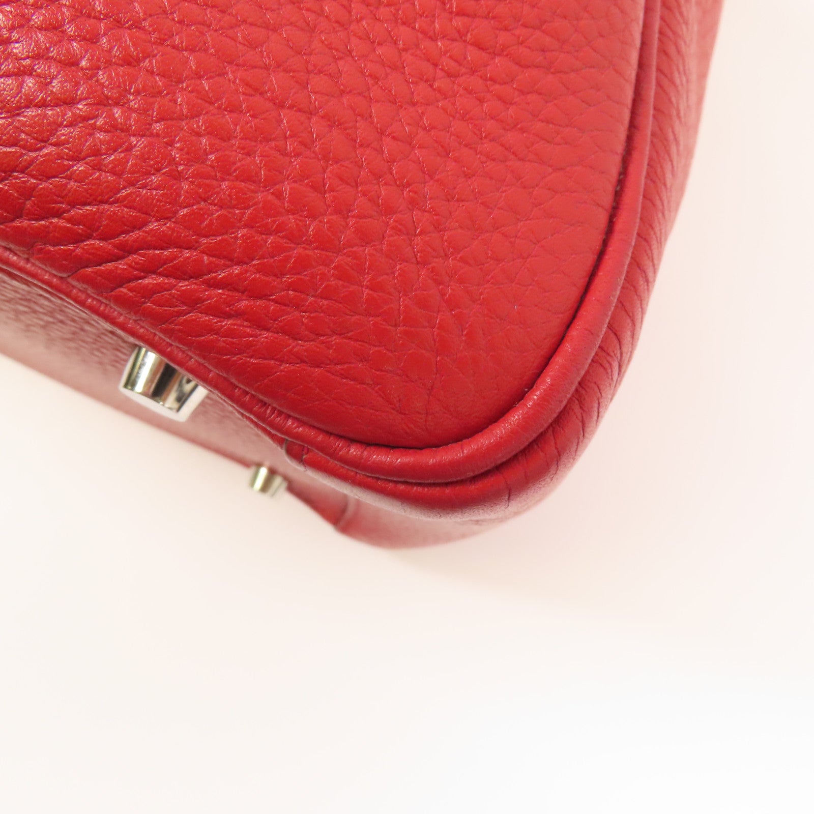 HERMES 【激減優惠】Clemence皮革Lindy 30銀扣手挽肩背兩用袋Rouge Casaque