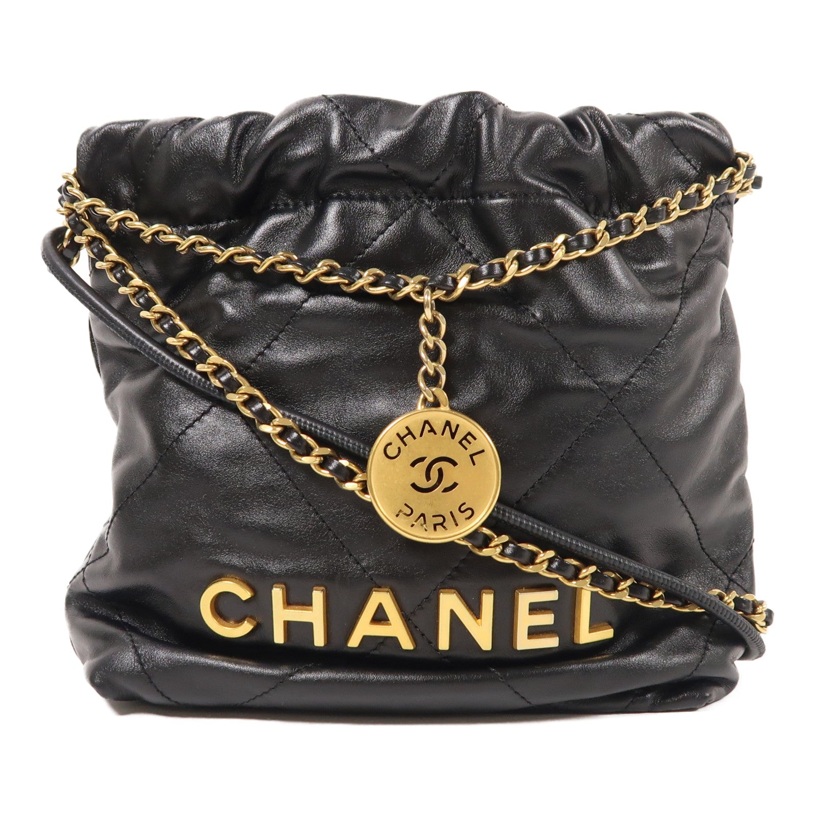 CHANEL 【激減優惠】羊皮皮革Chanel 22 Mini金扣手挽鏈帶肩背兩用袋