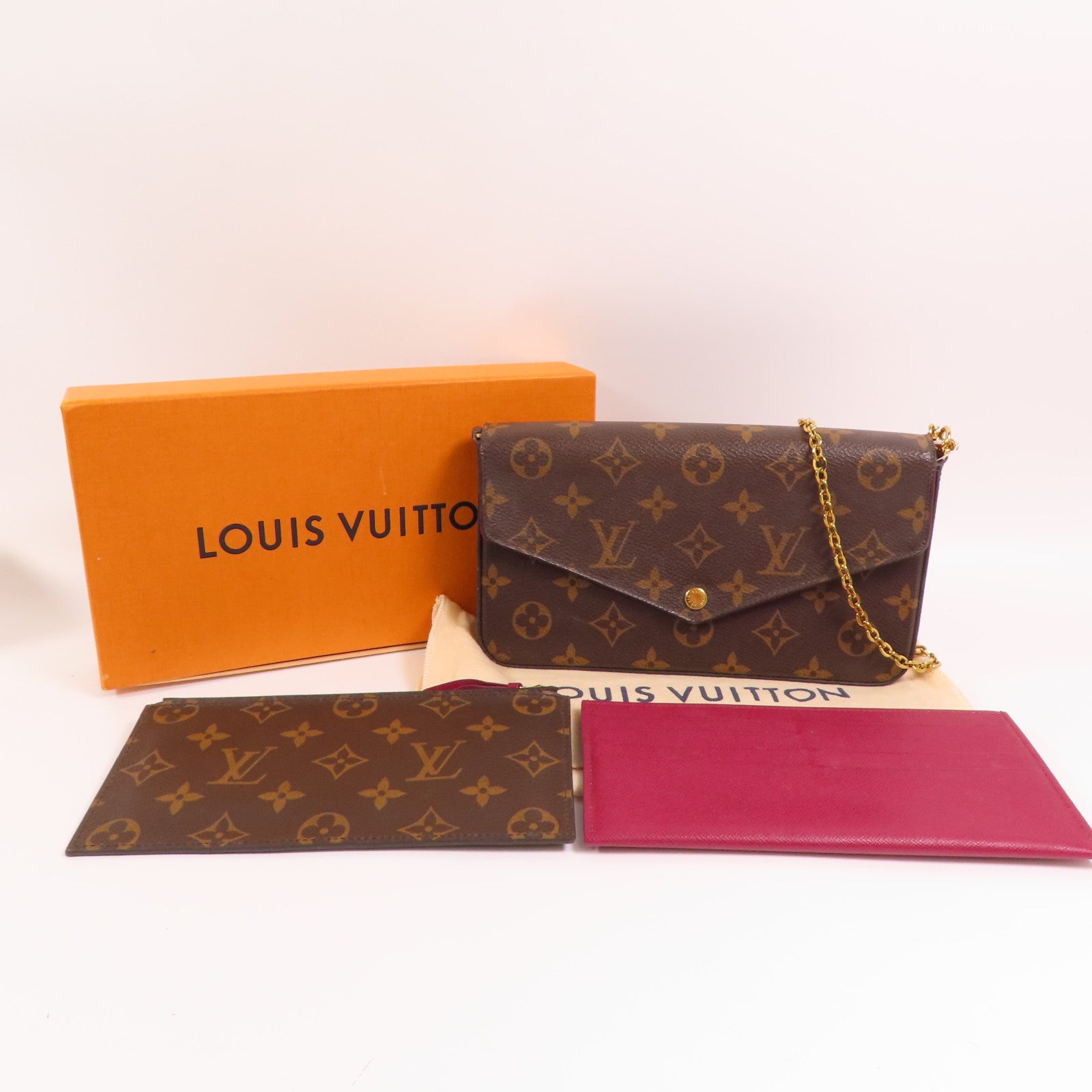 LOUIS VUITTON Monogram Felicie Pochette金扣鏈帶肩背袋