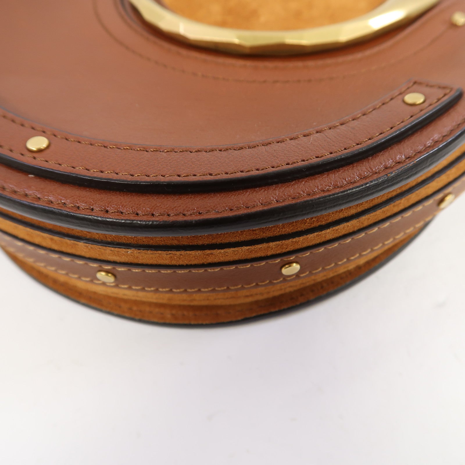 Chloe 牛皮皮革Shoulder Bag金扣肩背袋啡色