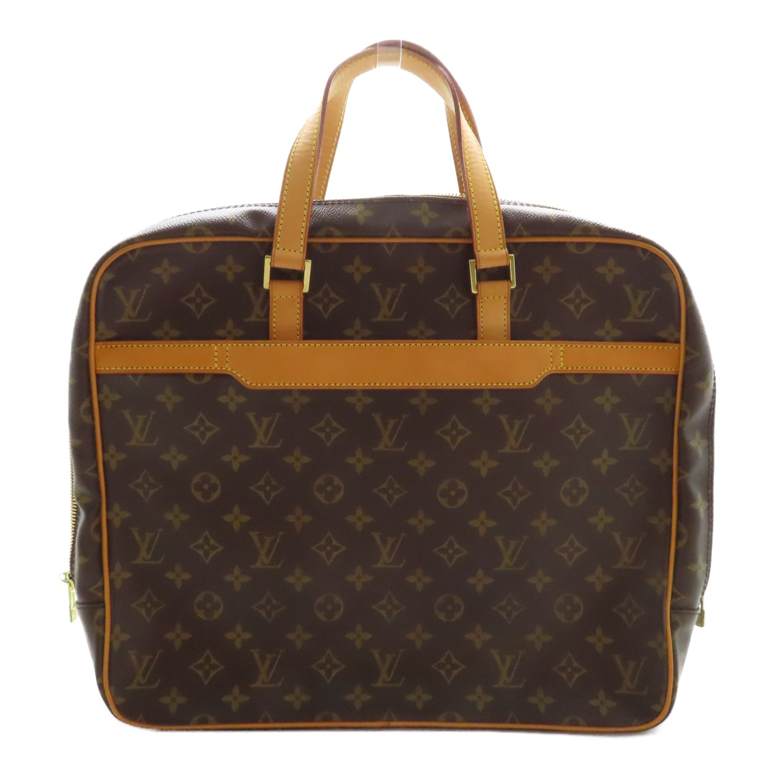 LOUIS VUITTON Monogram Porte-Documents Pega 金扣手挽袋啡色