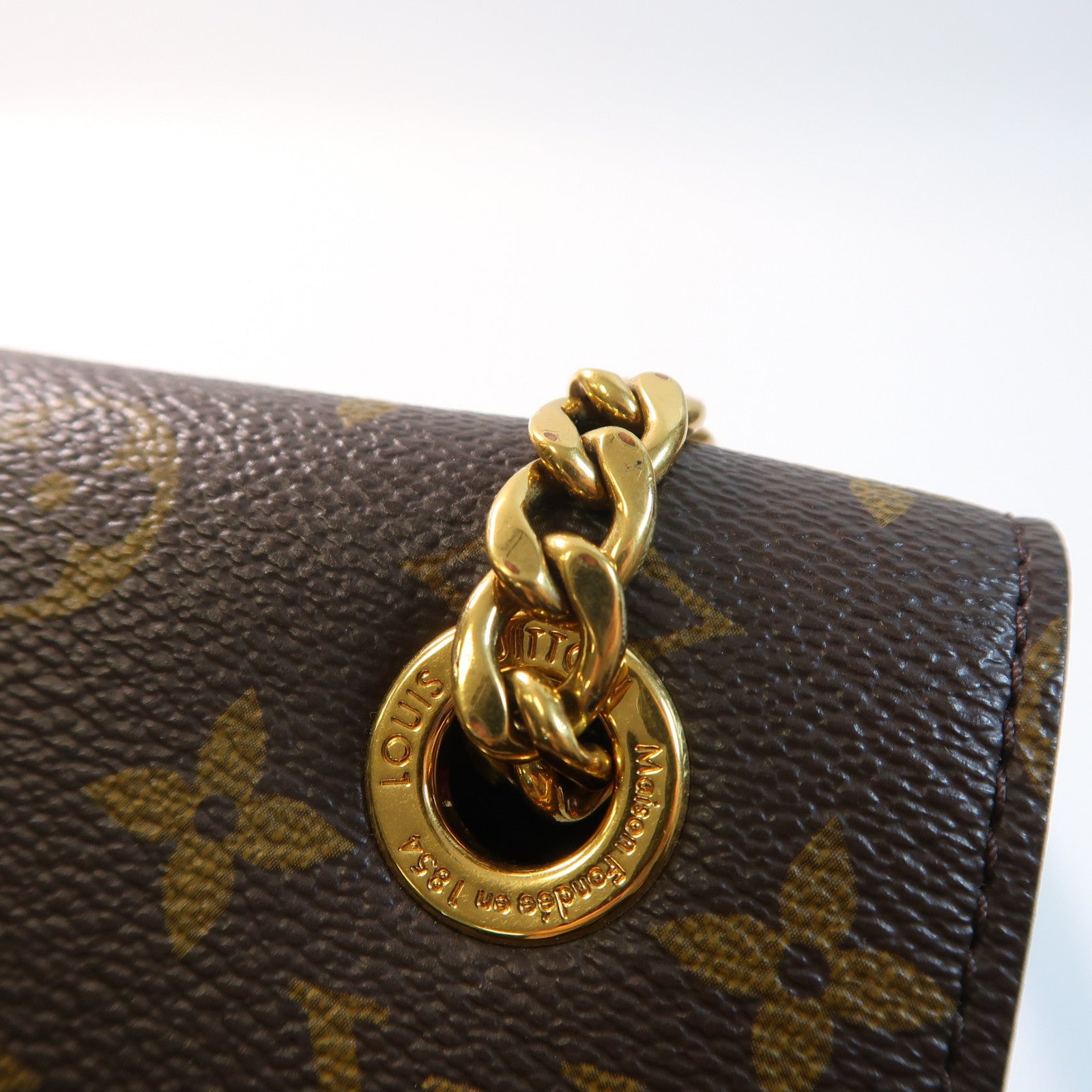 LOUIS VUITTON Monogram Passy金扣鏈帶肩背袋啡色