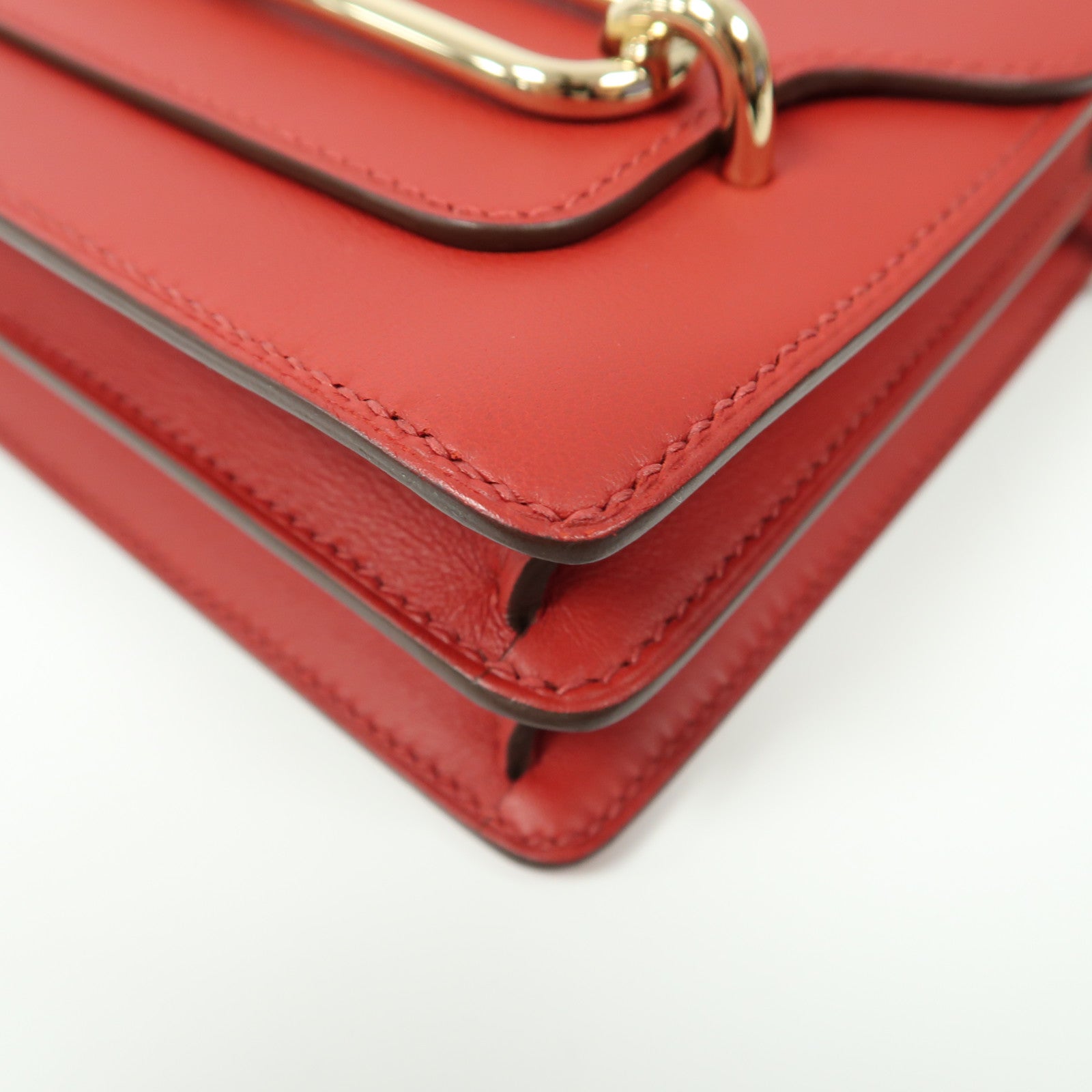 HERMES Swift皮革Roulis Mini金扣肩背袋紅色
