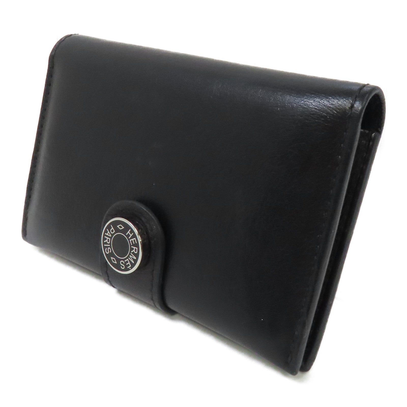 HERMES 牛皮皮革R.M.S Card Holder銀扣卡片套Noir/黑色