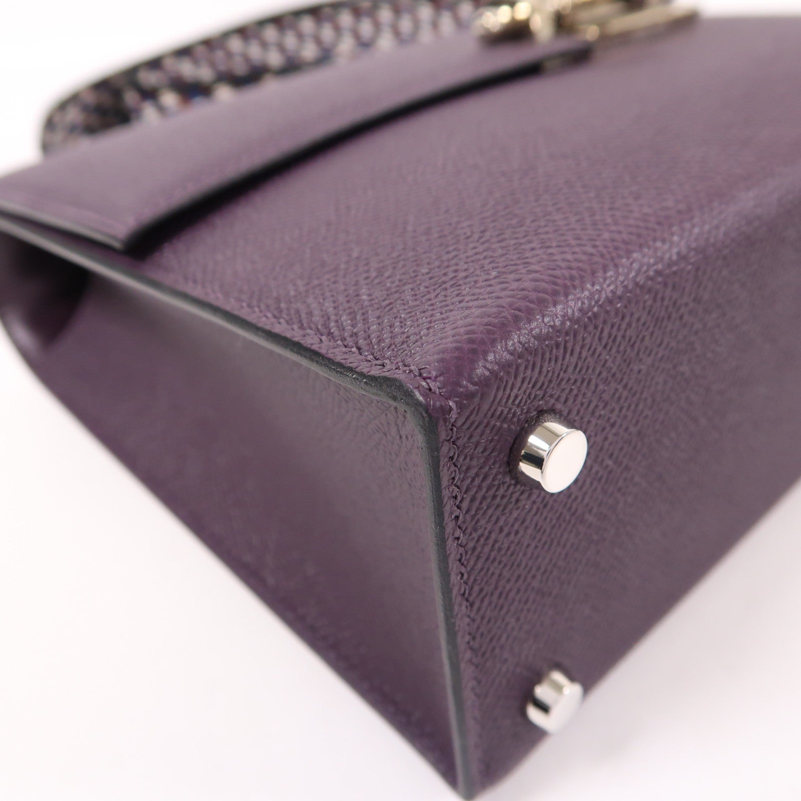 HERMES Epsom皮革Verrou 23銀扣肩背袋Cassis