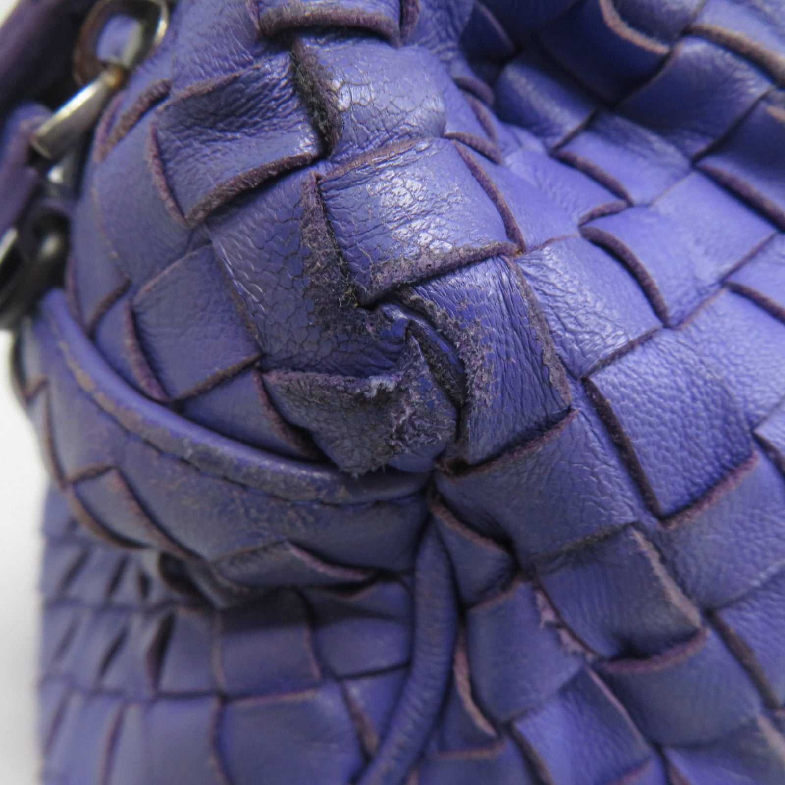 BOTTEGA VENETA 【清倉大減價】牛皮皮革2 Way Shoulder銀扣手挽肩背兩用袋紫色