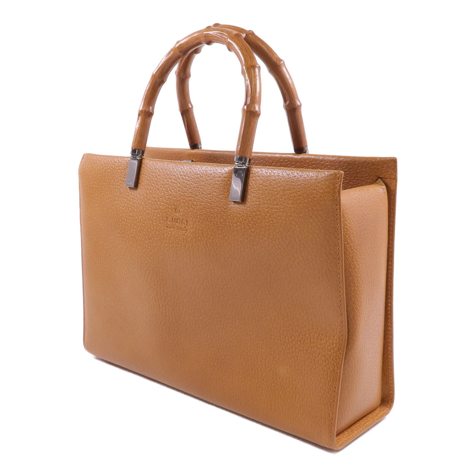 GUCCI 【激減優惠】牛皮皮革Bamboo Handbag/Shoulder Bag銀扣手挽肩背兩用袋