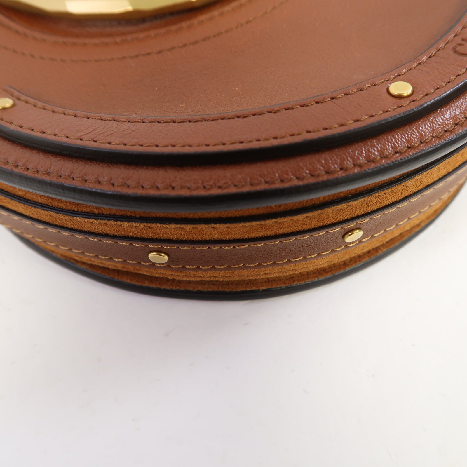 Chloe 牛皮皮革Shoulder Bag金扣肩背袋啡色