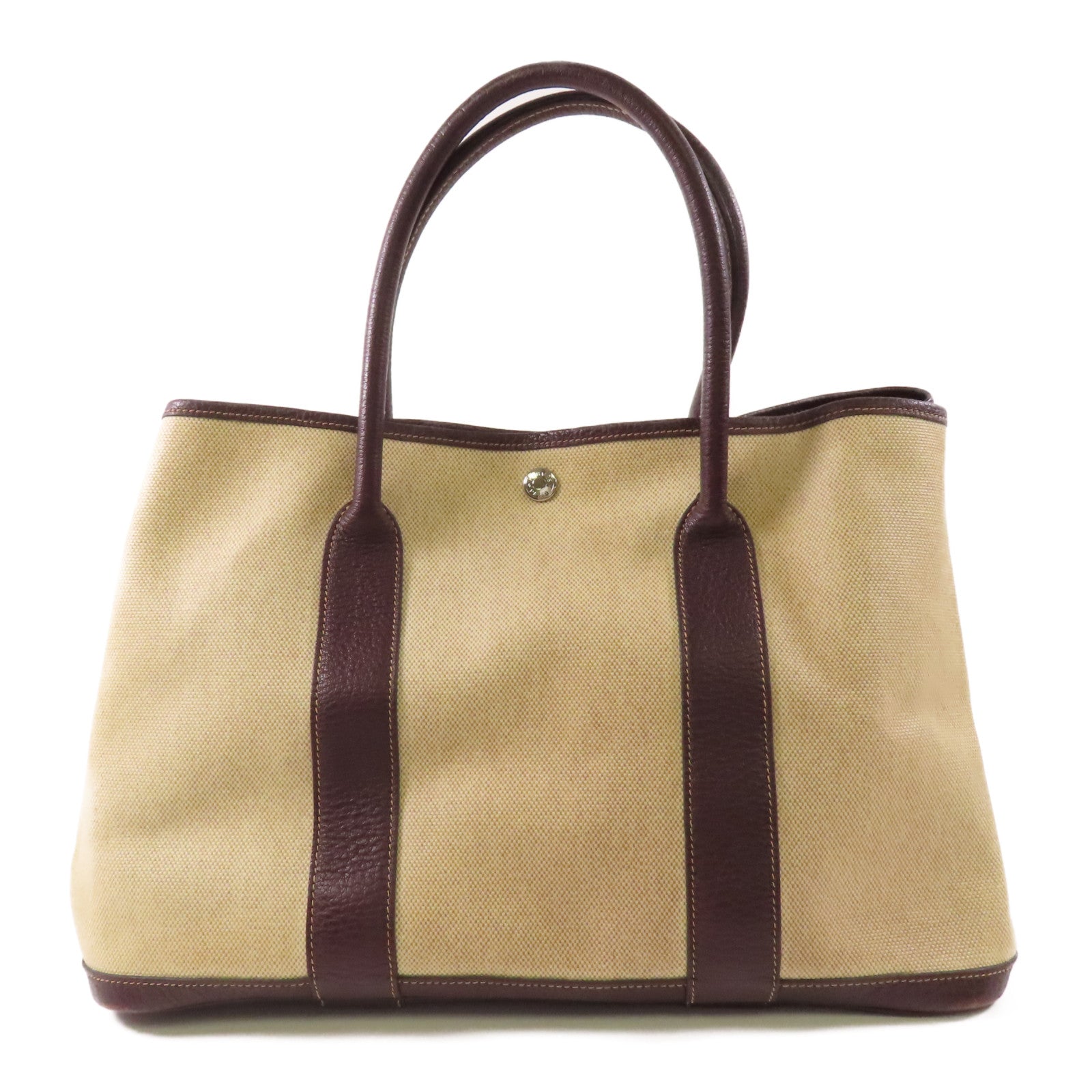 HERMES 帆布Garden Party PM銀扣手挽袋