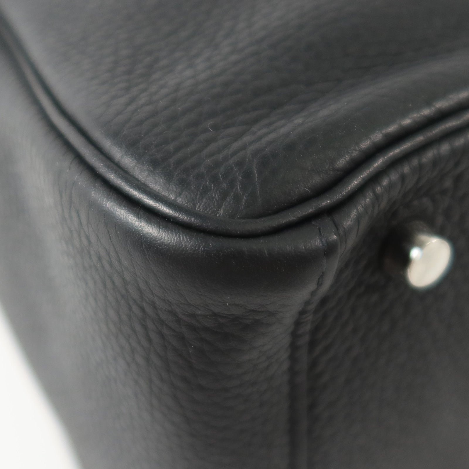 HERMES Clemence皮革Lindy 30銀扣手挽肩背兩用袋Noir