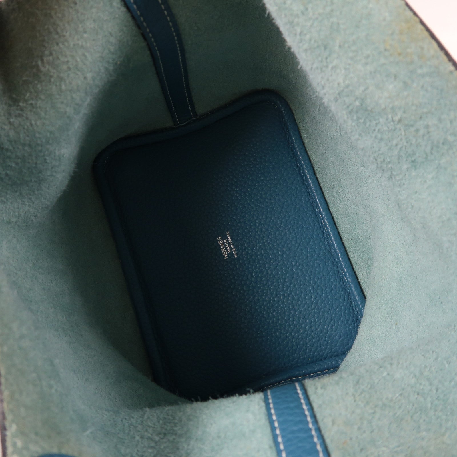 HERMES Clemence皮革Picotin PM銀扣手挽袋藍色