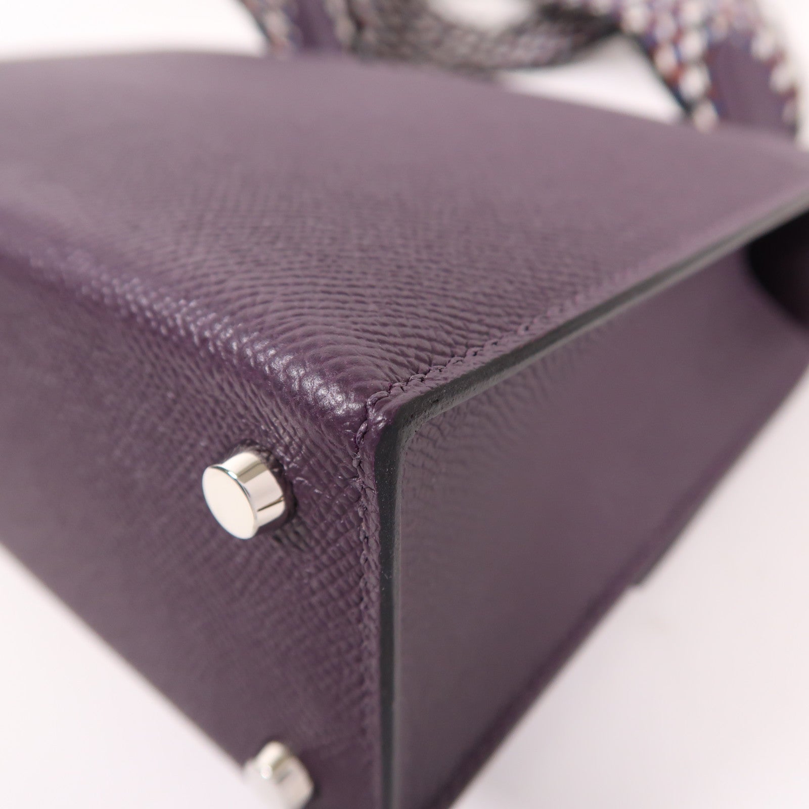 HERMES Epsom皮革Verrou 23銀扣肩背袋Cassis