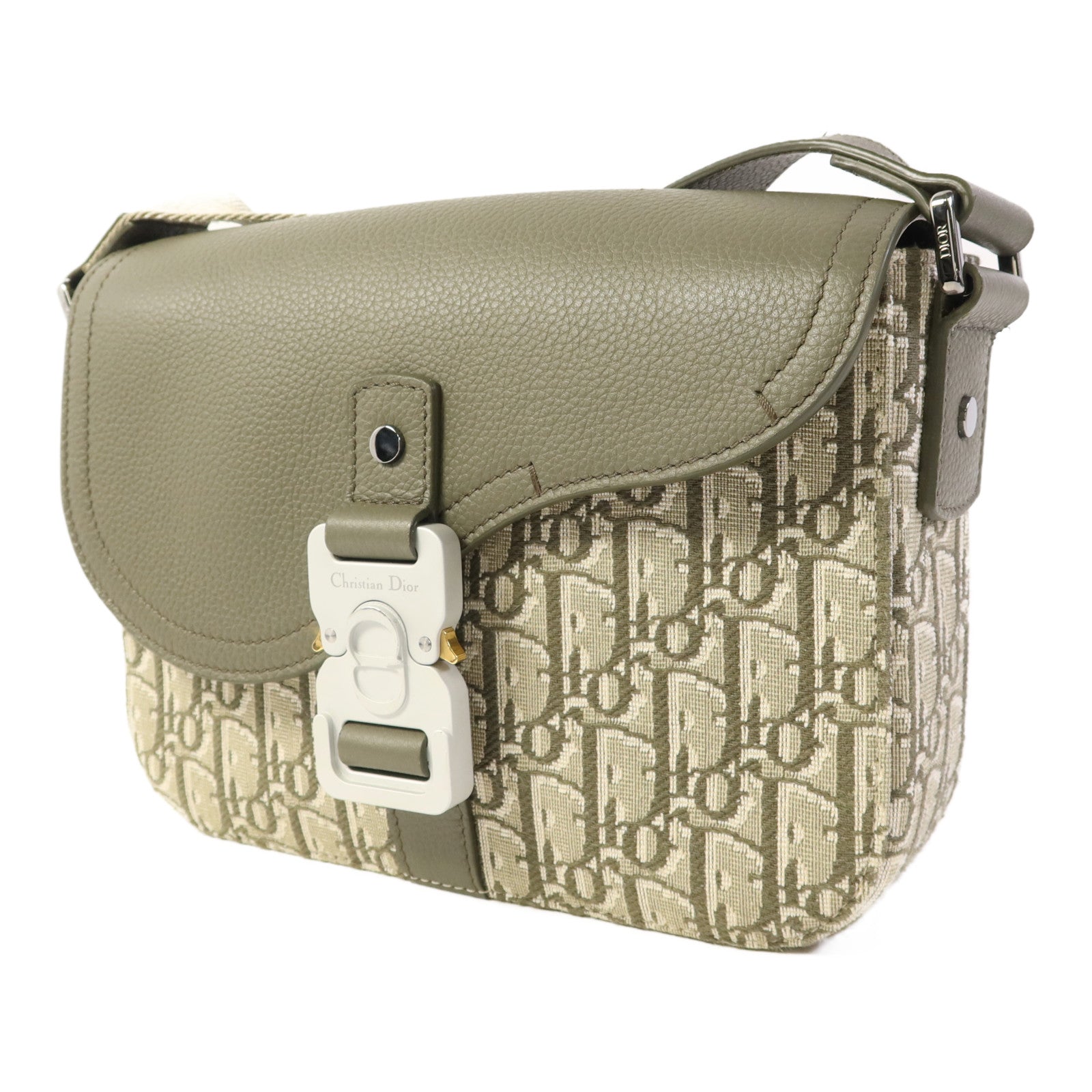 Dior 帆布Small Saddle Messenger銀扣肩背袋
