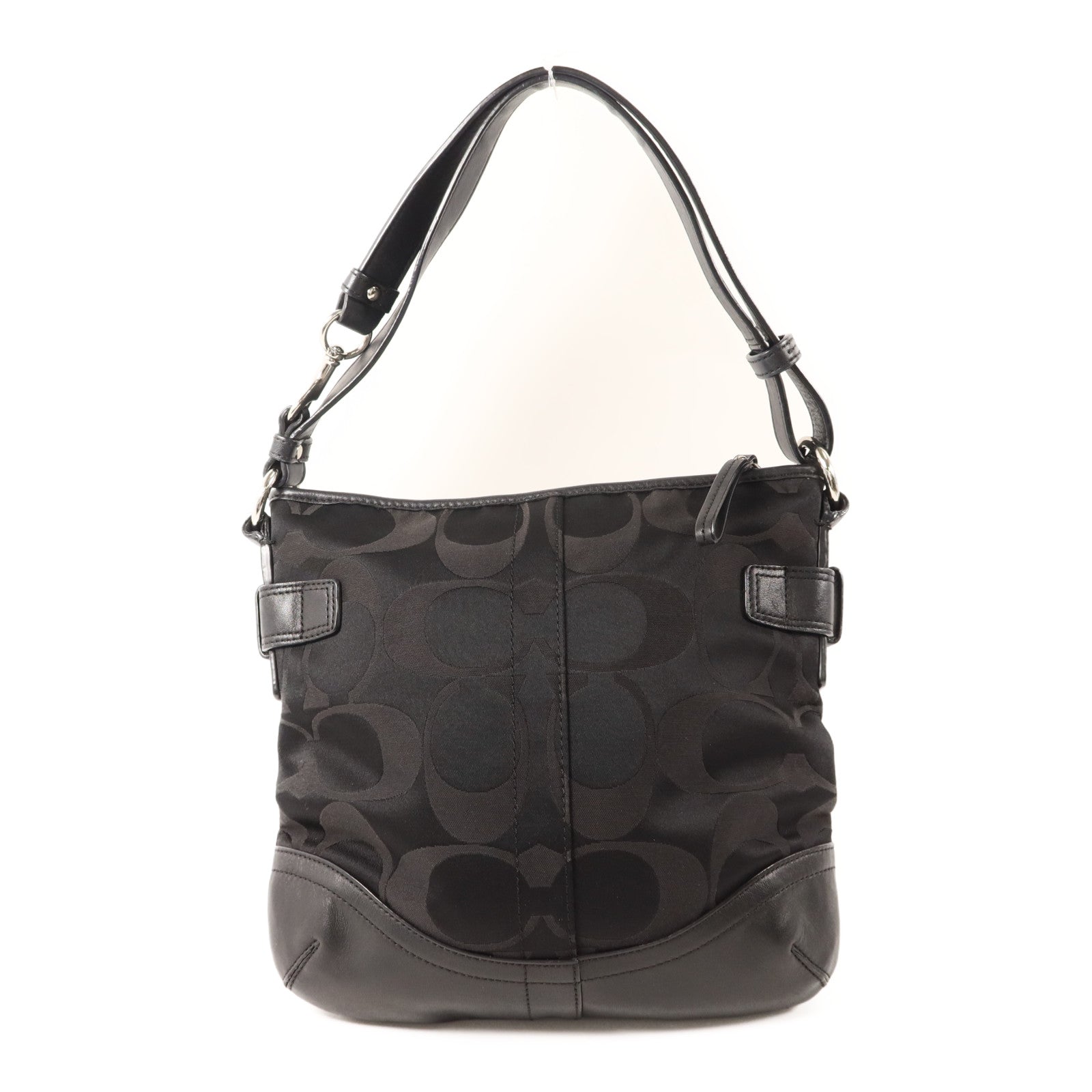 COACH 帆布Signature Optic Chain銀扣肩背袋