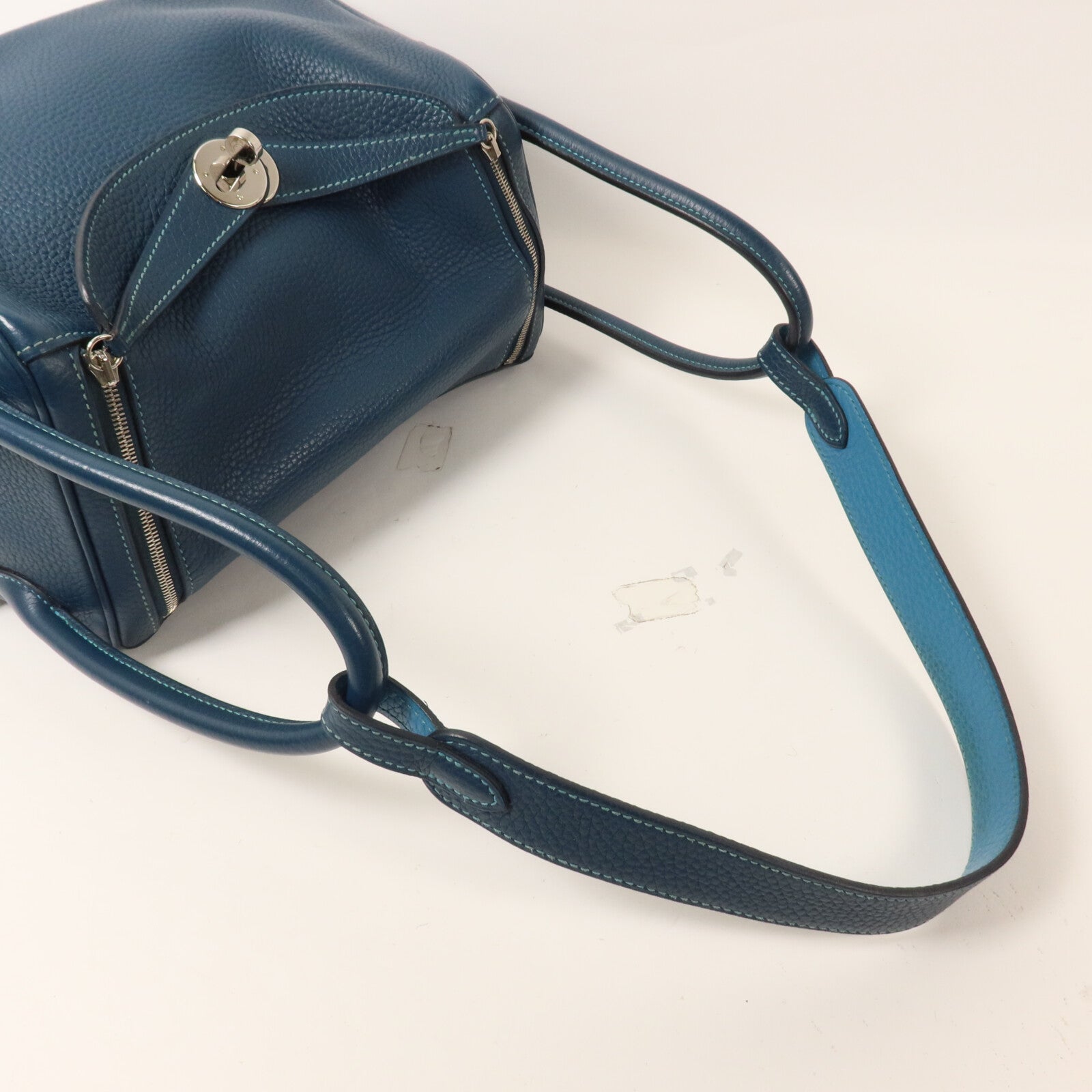 HERMES Clemence皮革Lindy 26手挽肩背兩用袋Colvert/Turquoise