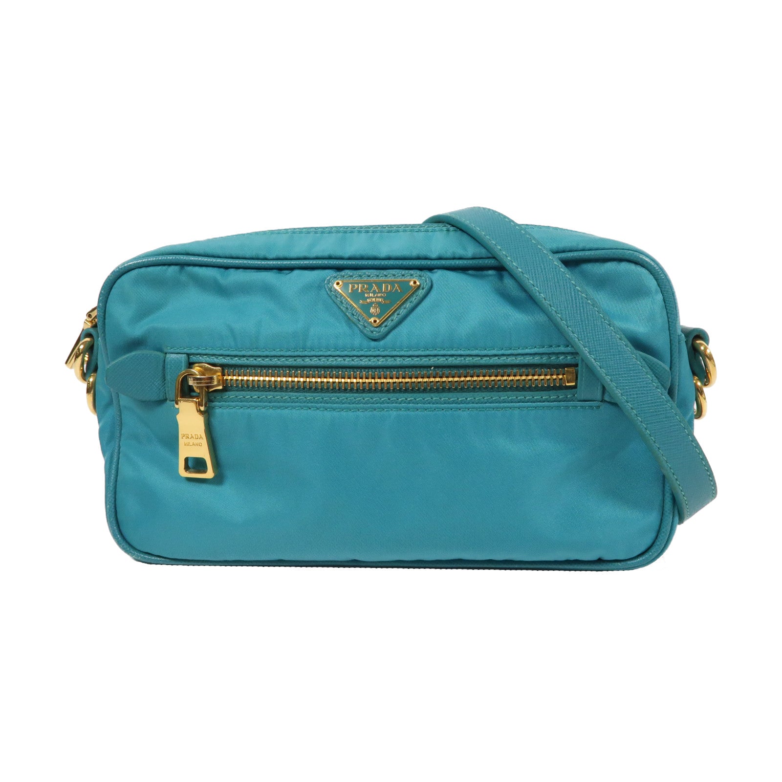PRADA 尼龍Shoulder Bag金扣肩背袋綠色