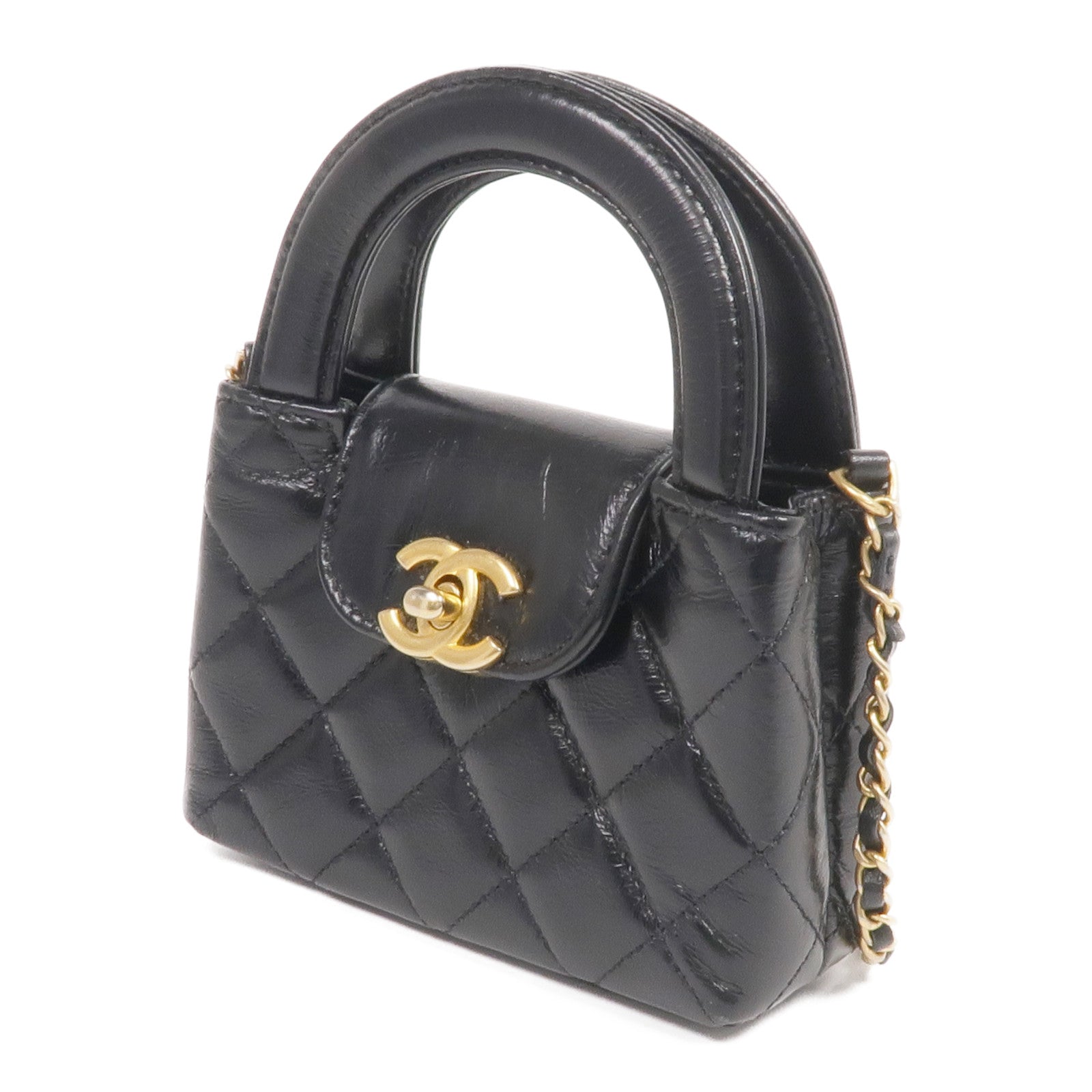 CHANEL 【激減優惠】牛皮皮革Kelly Nano金扣手挽肩背兩用袋