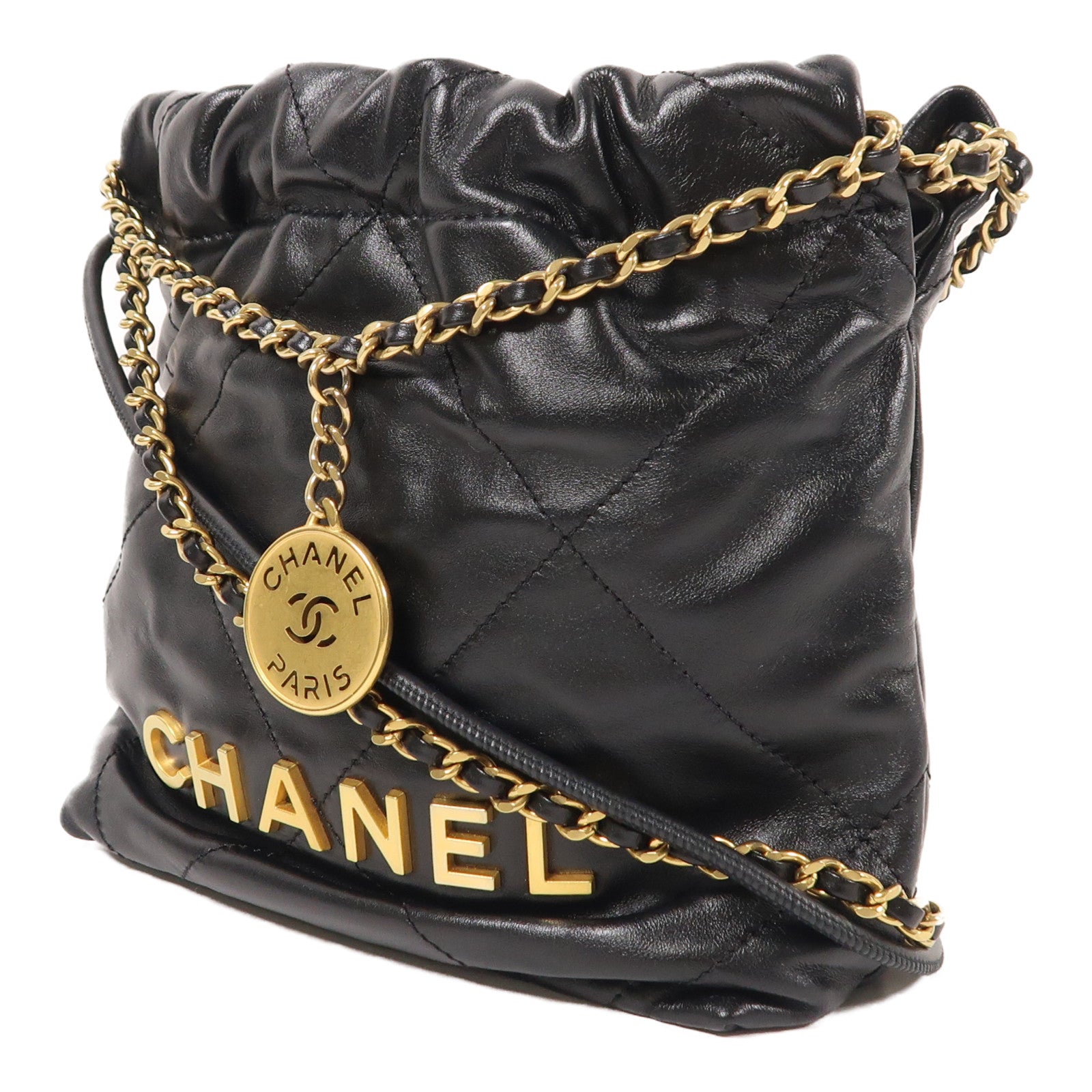 CHANEL 【激減優惠】羊皮皮革Chanel 22 Mini金扣手挽鏈帶肩背兩用袋