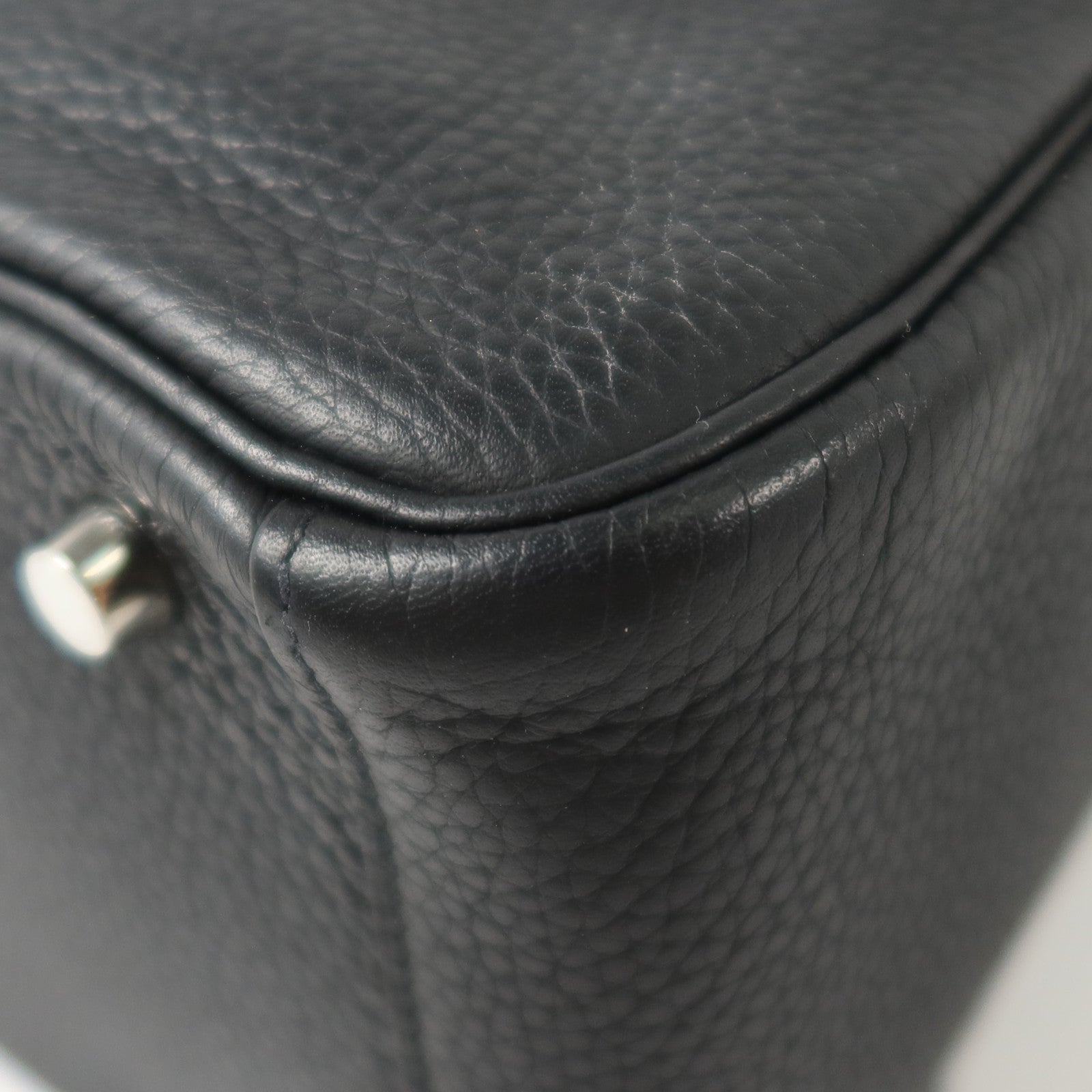 HERMES Clemence皮革Lindy 30銀扣手挽肩背兩用袋Noir
