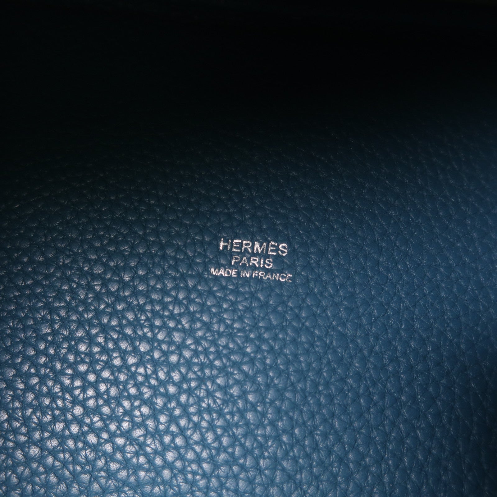 HERMES Clemence皮革Picotin PM銀扣手挽袋藍色