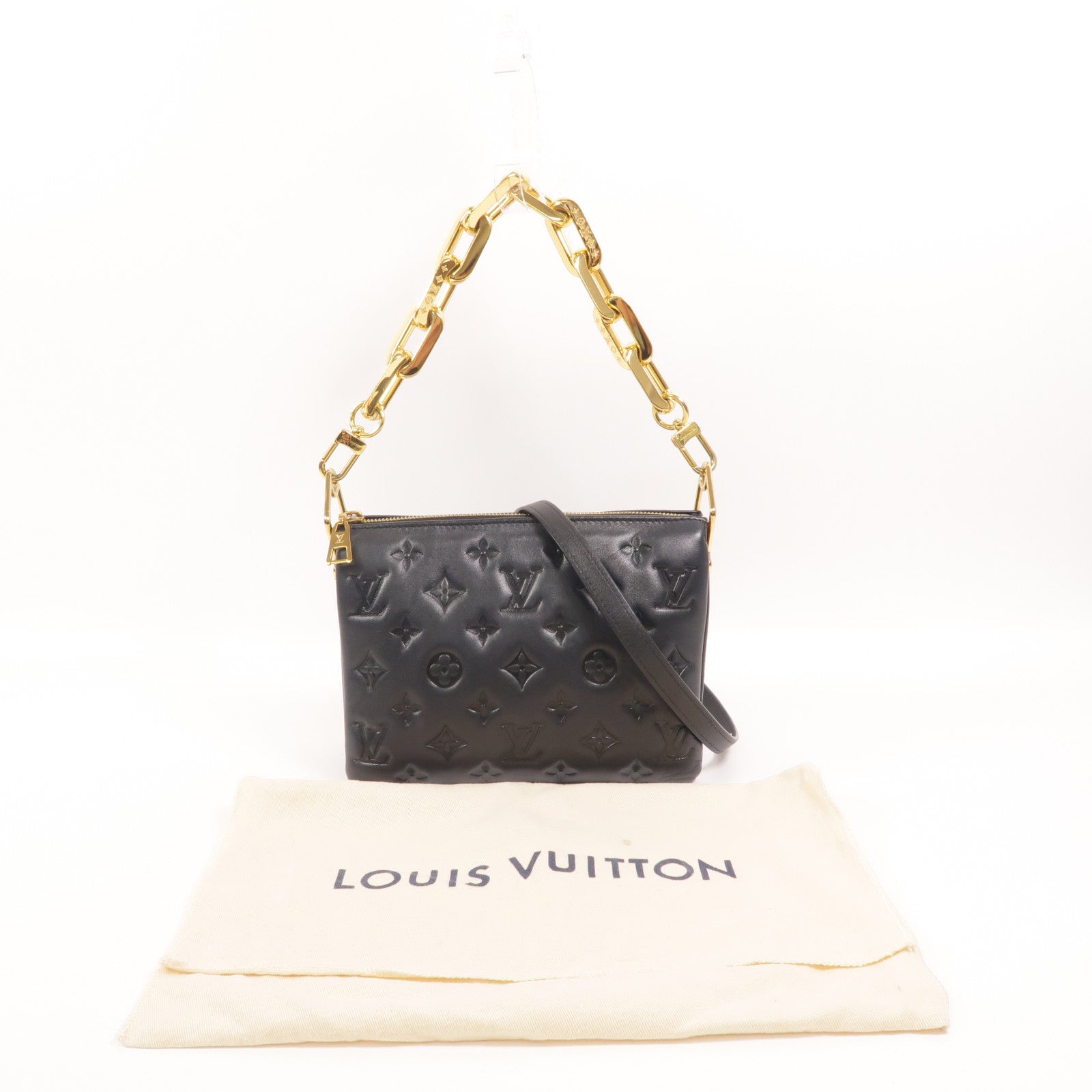 LOUIS VUITTON 【激減優惠】Monogram Embossed Coussin BB金扣鏈帶手挽肩背兩用袋