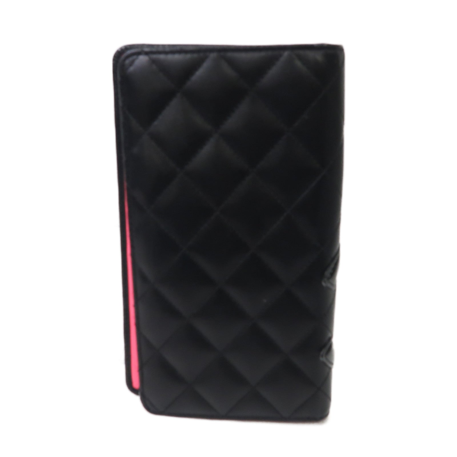 CHANEL **【激減優惠】菱格牛皮皮革Cambon Line Long Wallet銀扣長錢包黒色