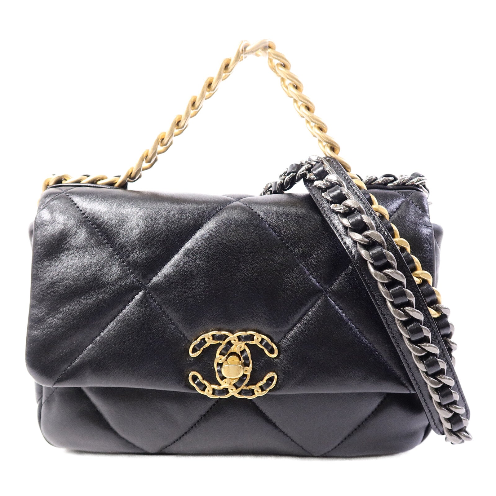 CHANEL 羊皮皮革Chanel 19 Small鏈帶手挽肩背兩用袋