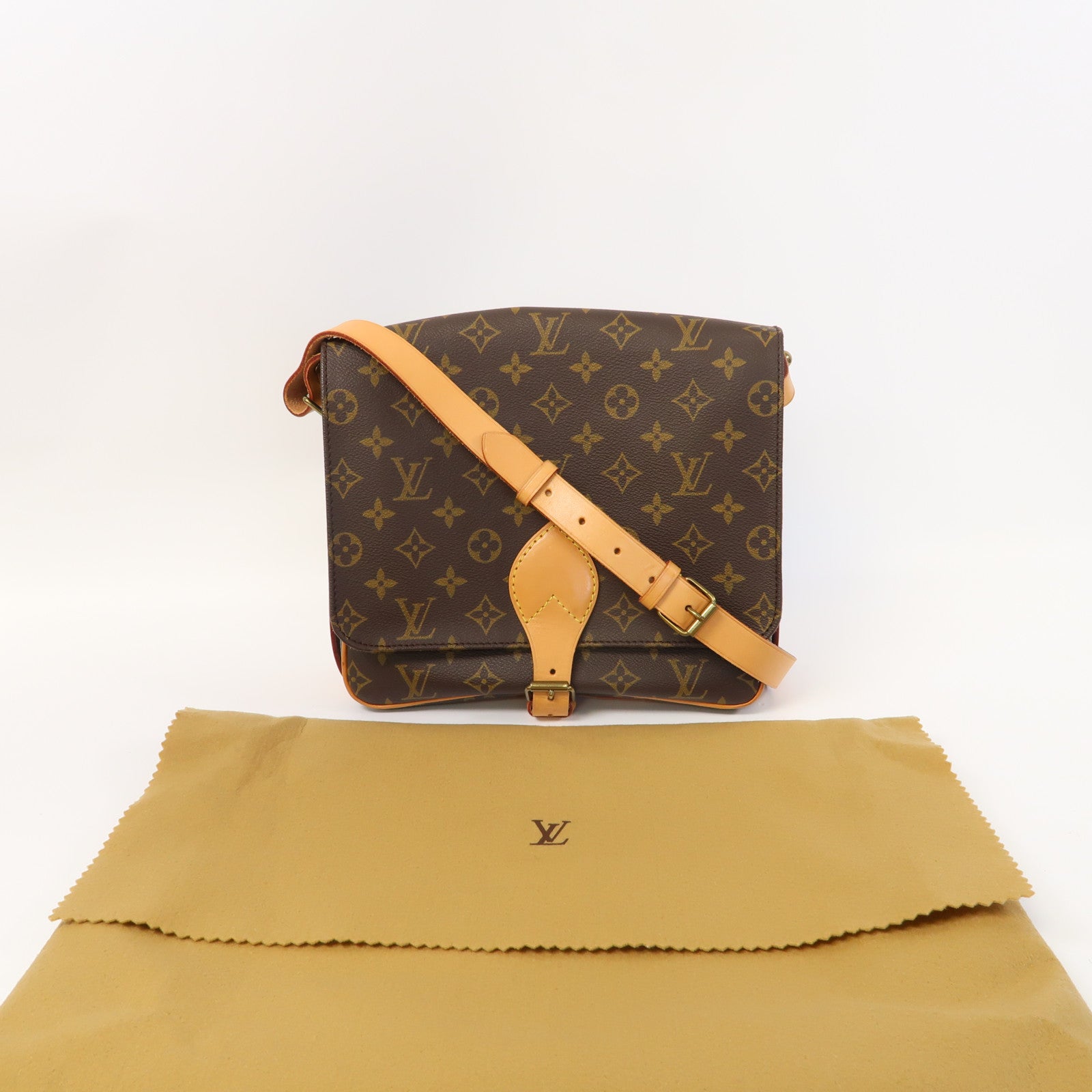 LOUIS VUITTON Monogram Cartouchiere GM金扣肩背袋啡色
