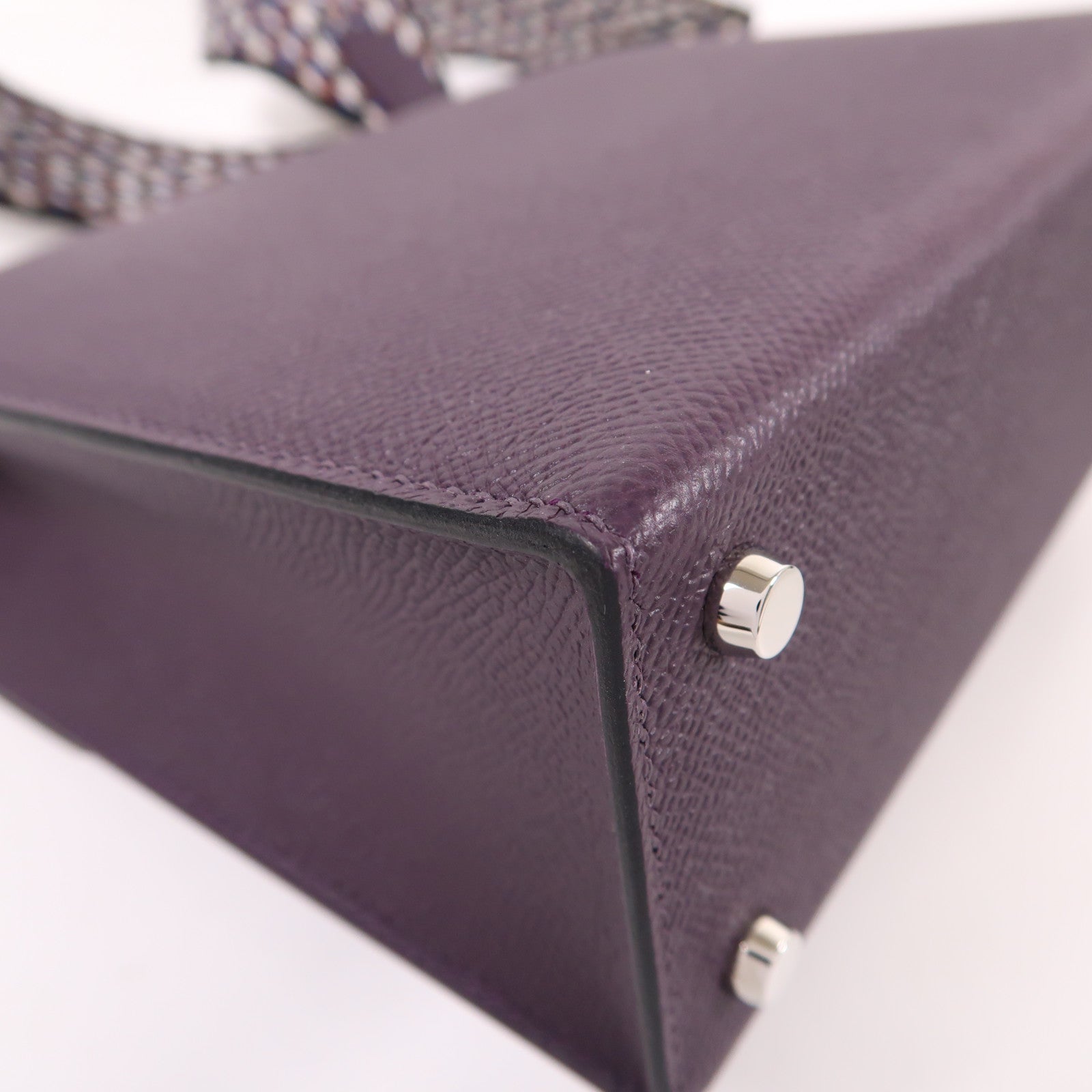 HERMES Epsom皮革Verrou 23銀扣肩背袋Cassis