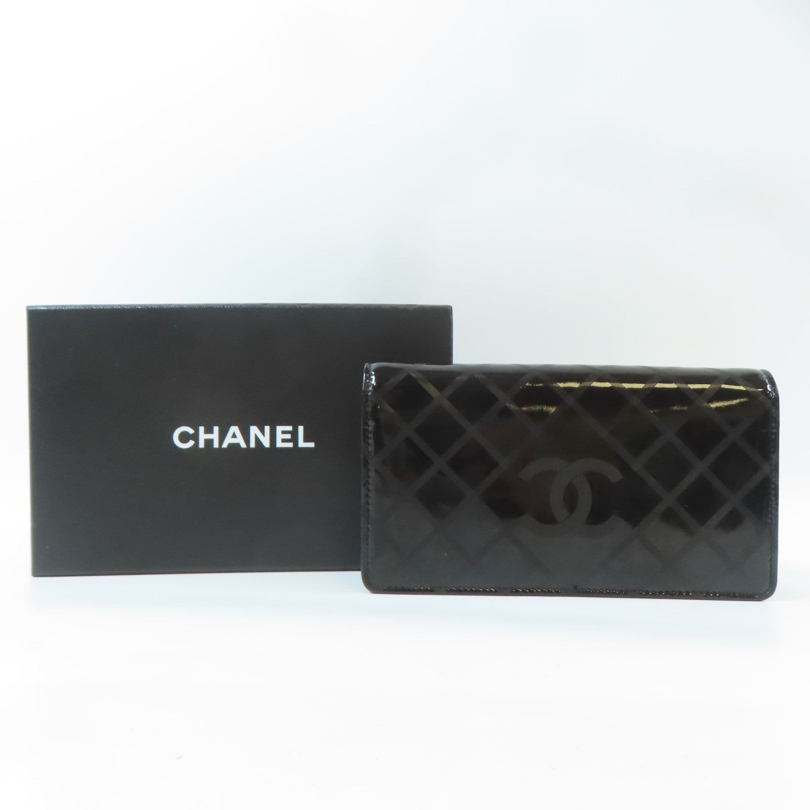 CHANEL 菱格漆皮皮革Coco Matelasse Wallet長錢包黑色