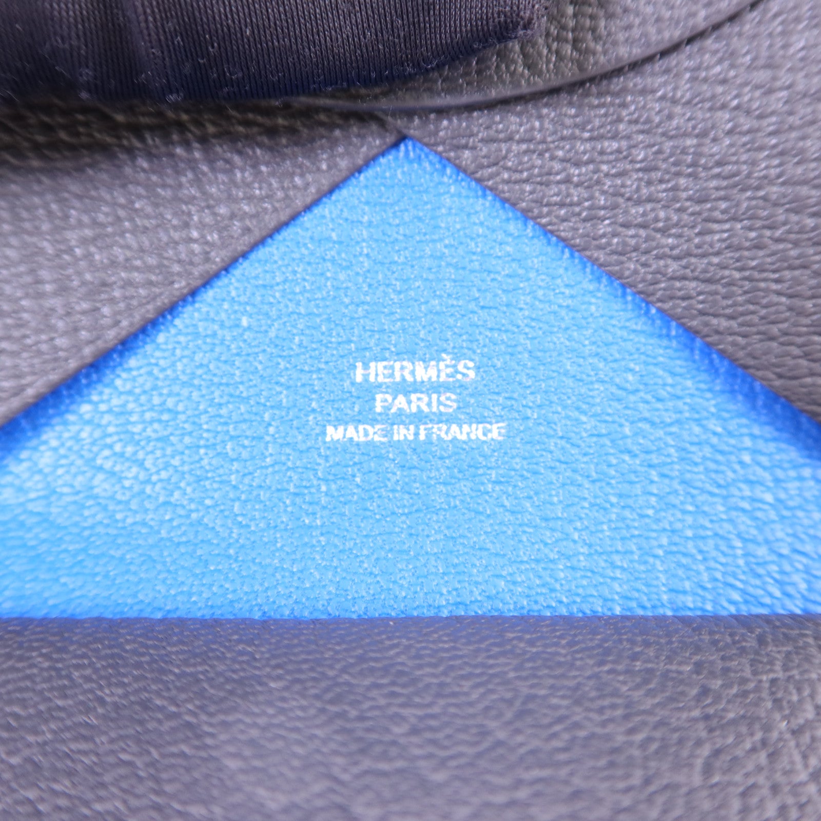 HERMES Epsom皮革Calvi Duo銀扣卡片套Graphite/Bleu Hydra