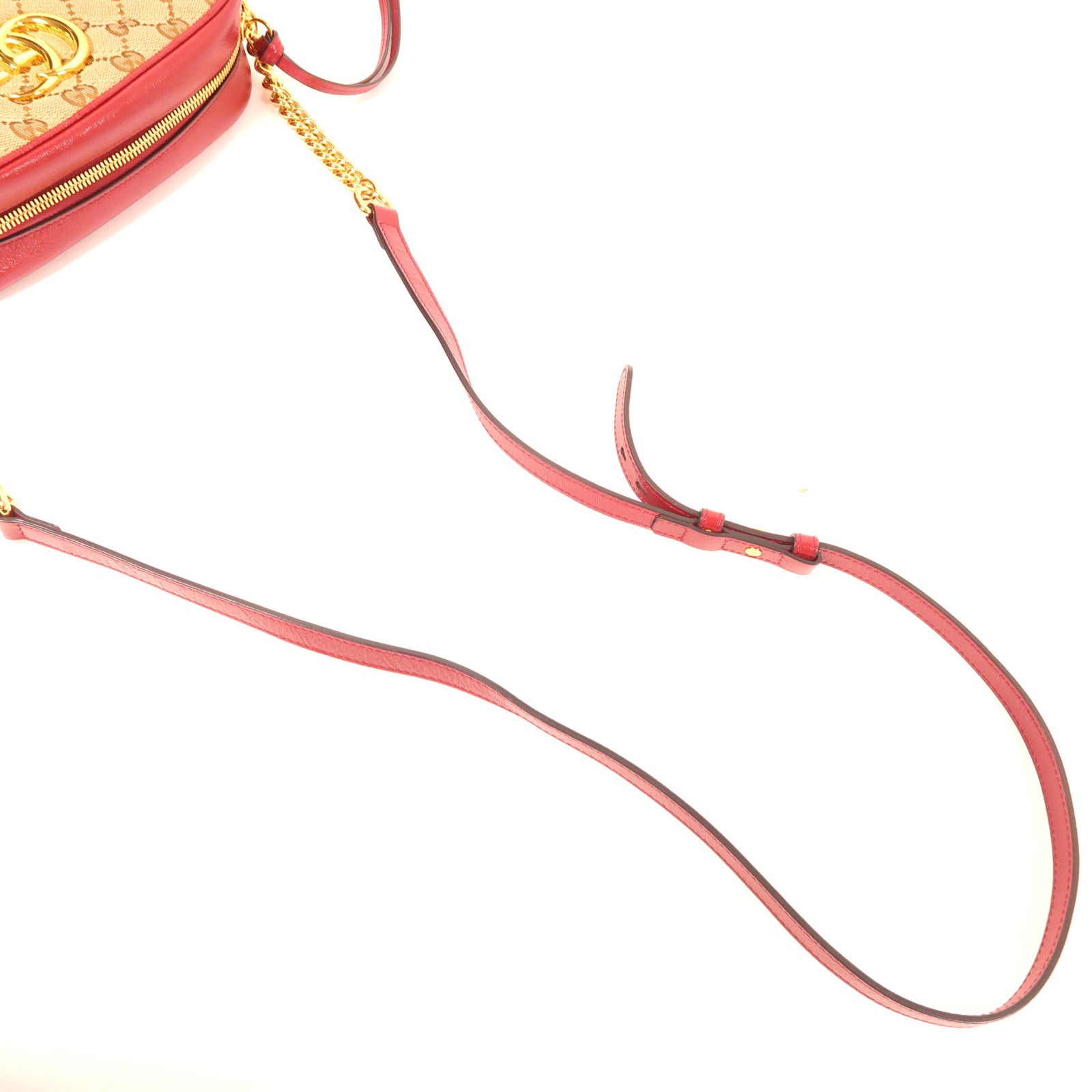 GUCCI 帆布/皮革GG Marmont金扣肩背袋