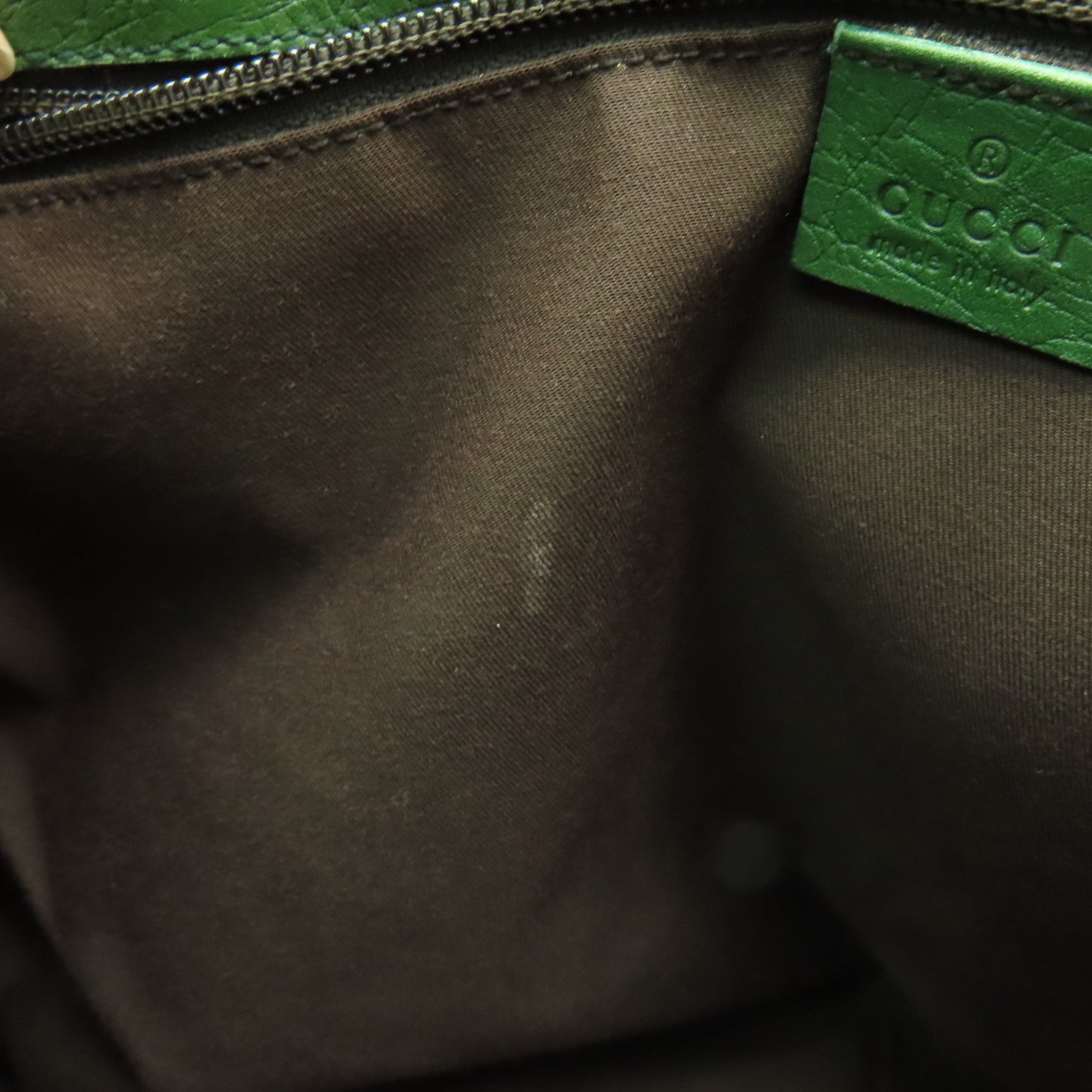 GUCCI 塗層帆布Tote Bag銀扣手挽袋綠色/米色