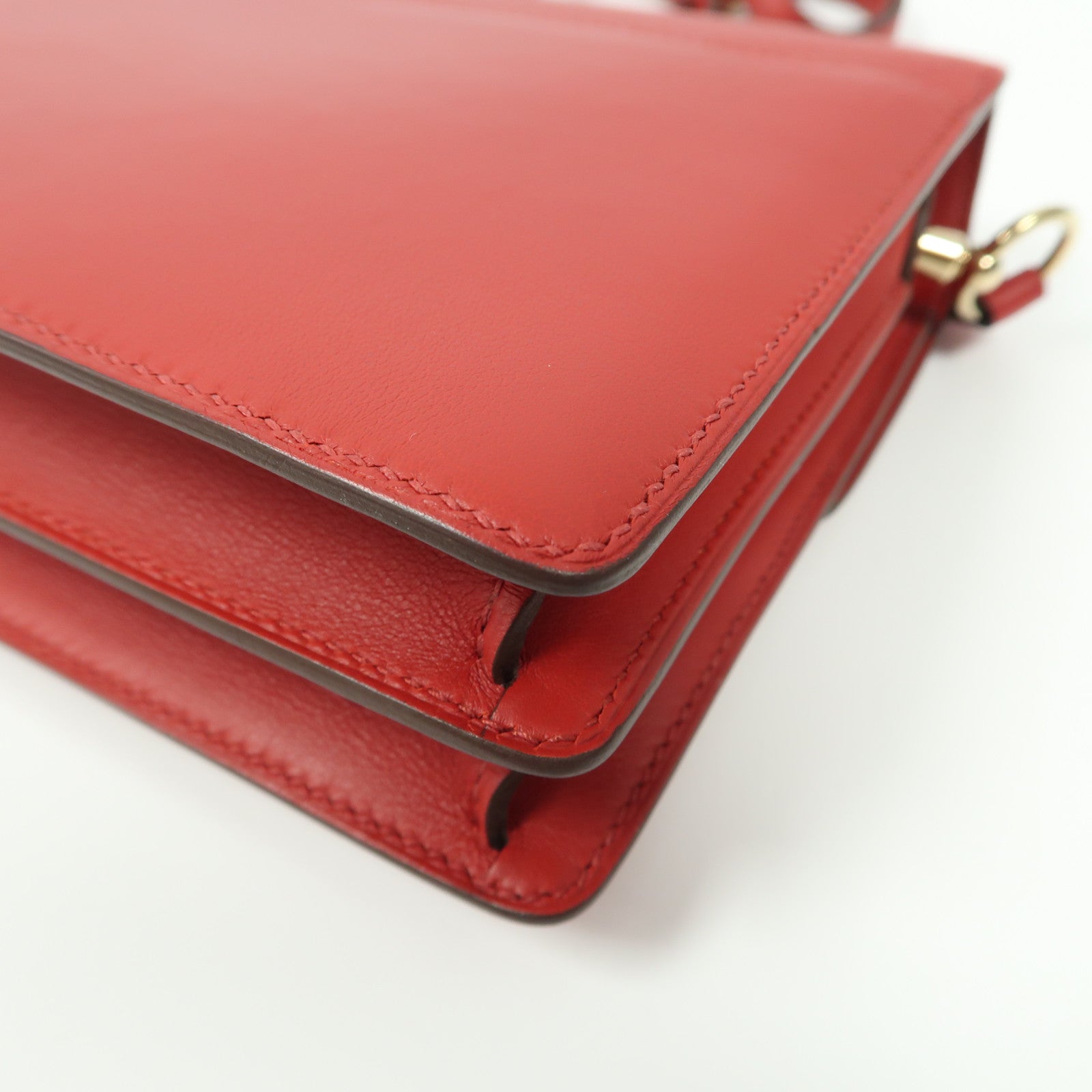 HERMES Swift皮革Roulis Mini金扣肩背袋紅色