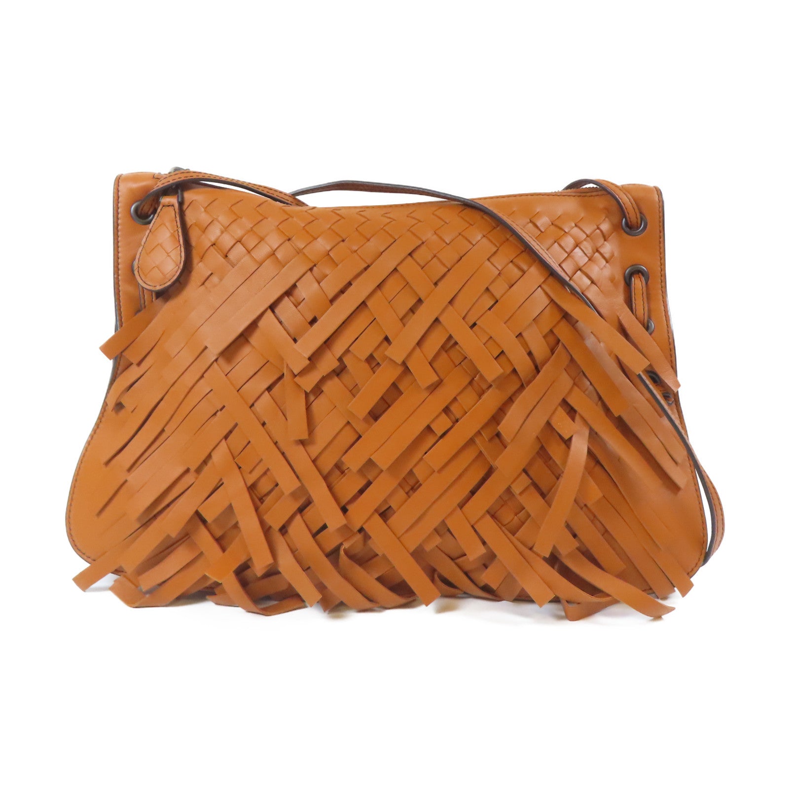 BOTTEGA VENETA 織紋皮革Shoulder Bag肩背袋橙色