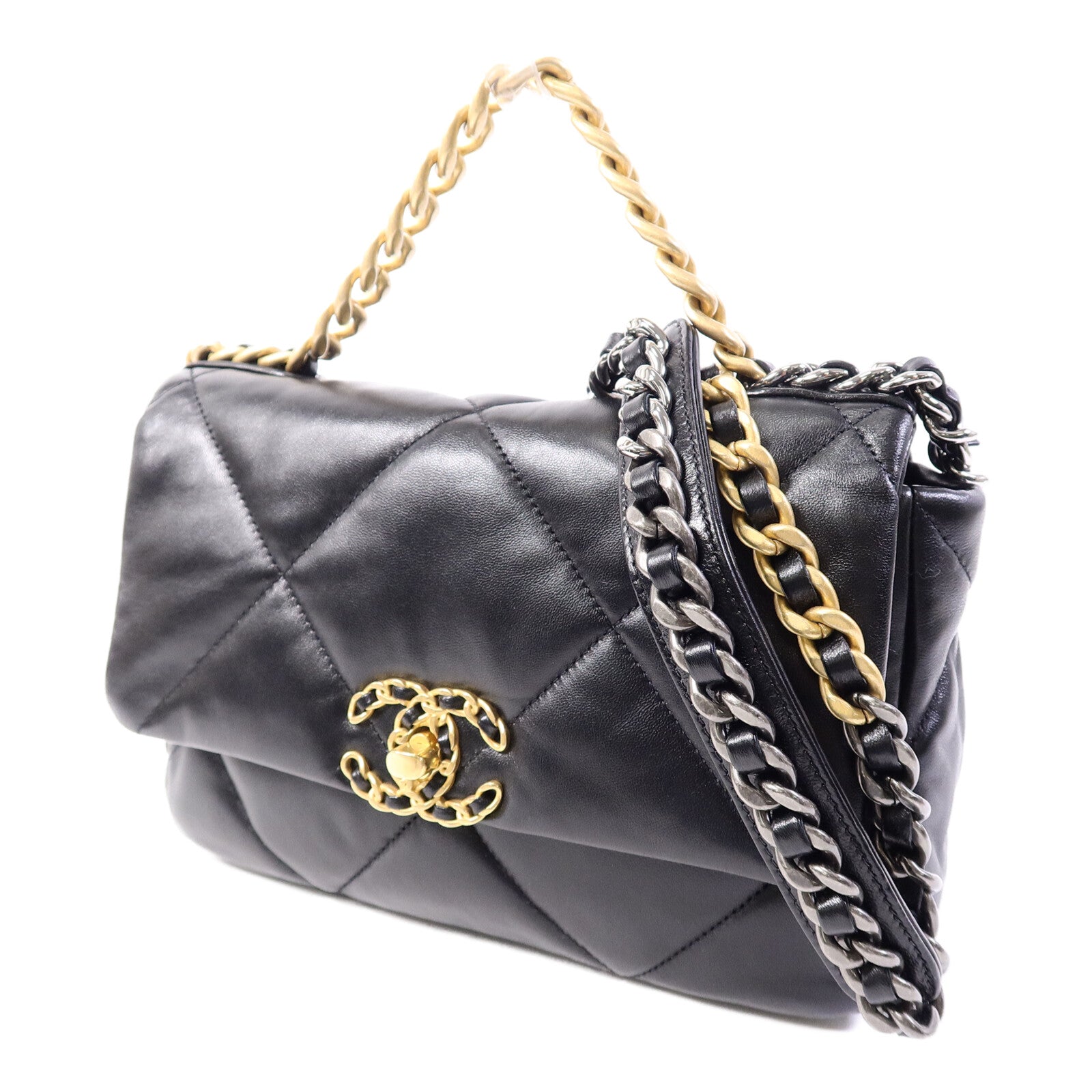 CHANEL 羊皮皮革Chanel 19 Small鏈帶手挽肩背兩用袋